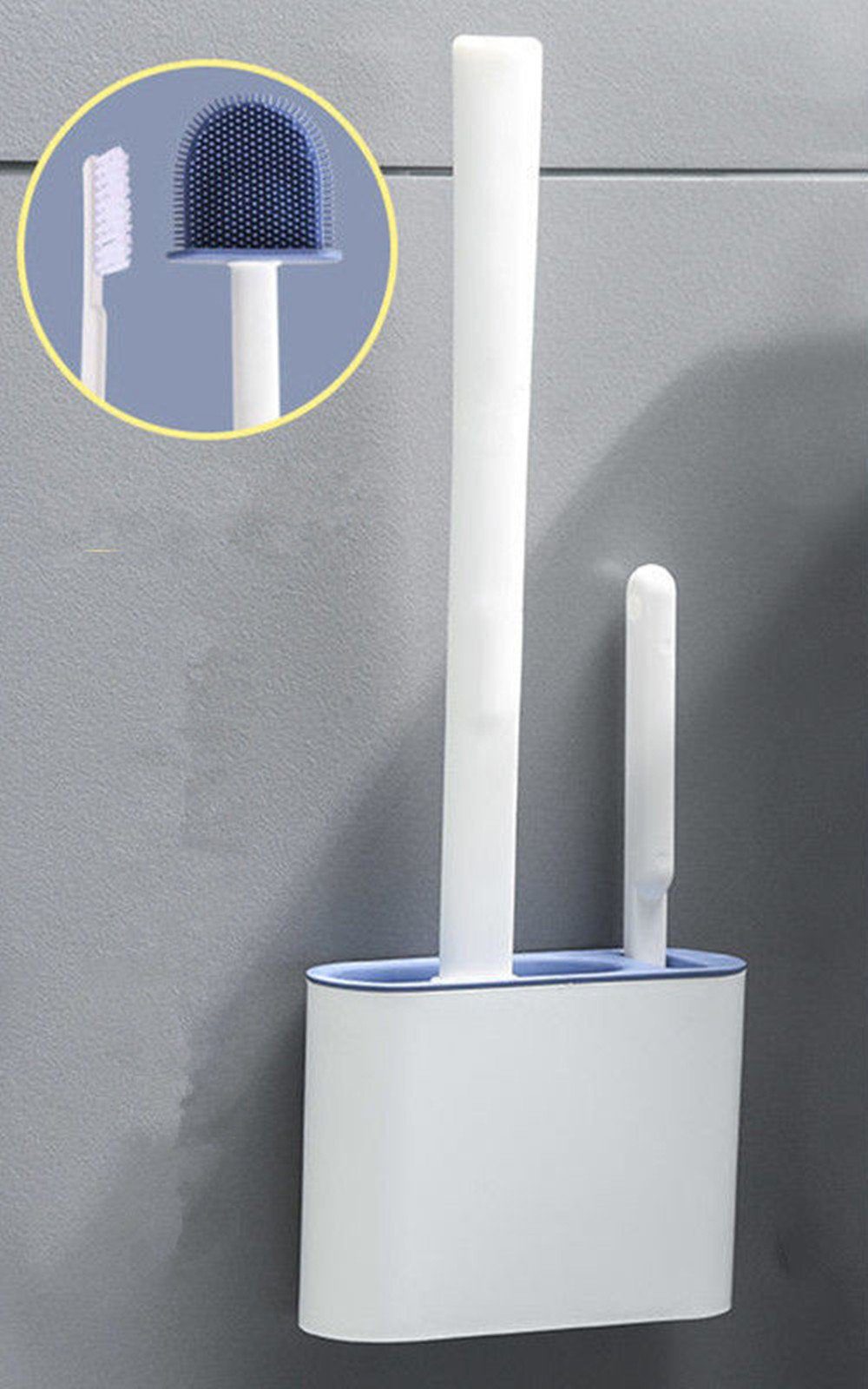 Wandmontage 2 Flexibel Toilettenbürste mit, Halter,Klobürste Badaccessoire-Set 2/3 mit tlg., XDeer mit Stück Griff Silikon,WC blue Schnelltrocknendem Bürste langem