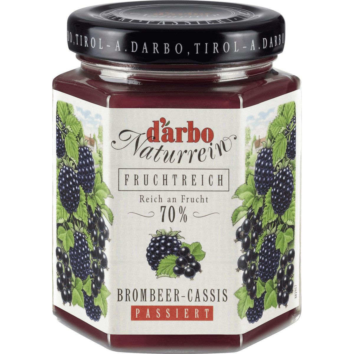 darbo Fruchtaufstrich, Darbo Naturrein Brombeer Cassis schwarze Johannisbeeren passiert 200g