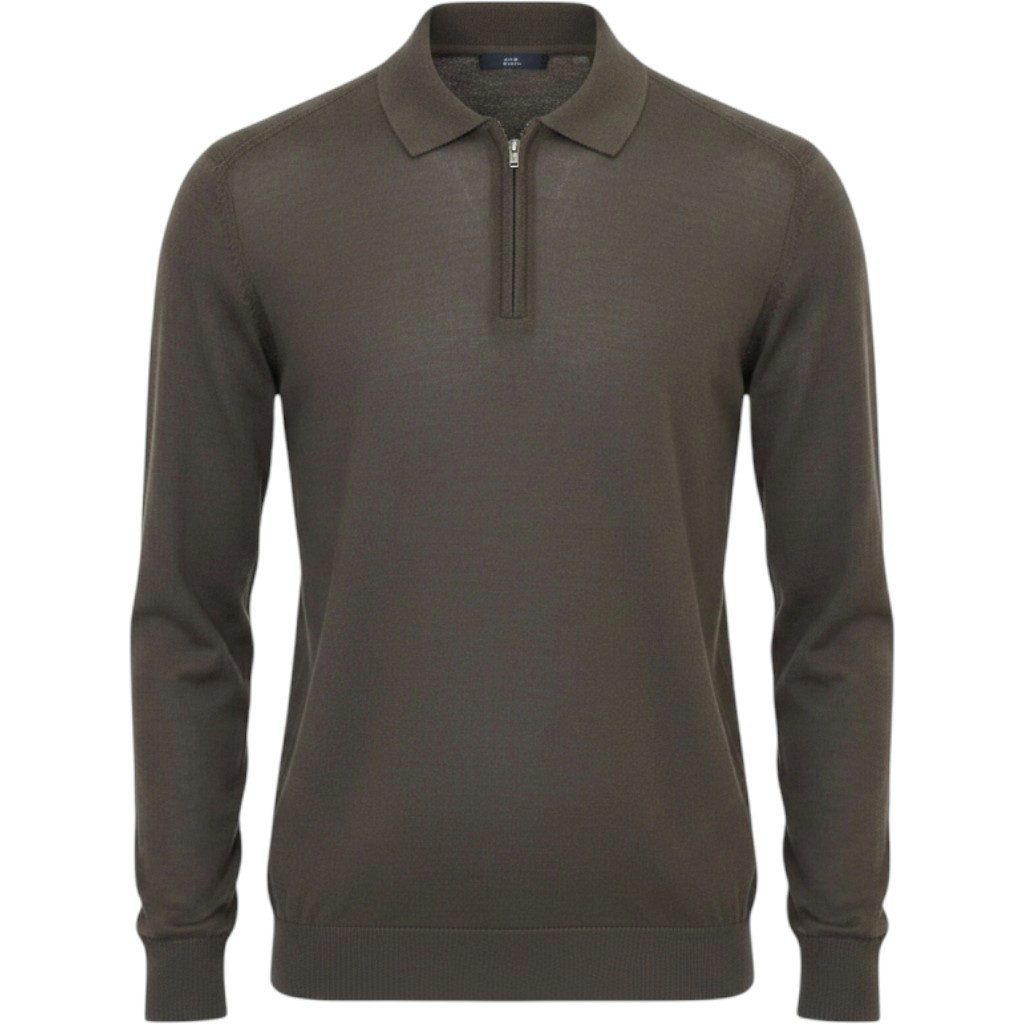 RAMSEY Longpullover Khakifarbenes Strick-Sweatshirt