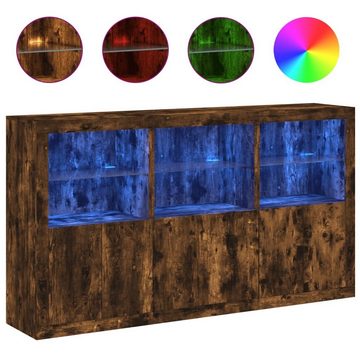 vidaXL Sideboard Sideboard mit LED-Leuchten Räuchereiche 181,5x37x100 cm (1 St)