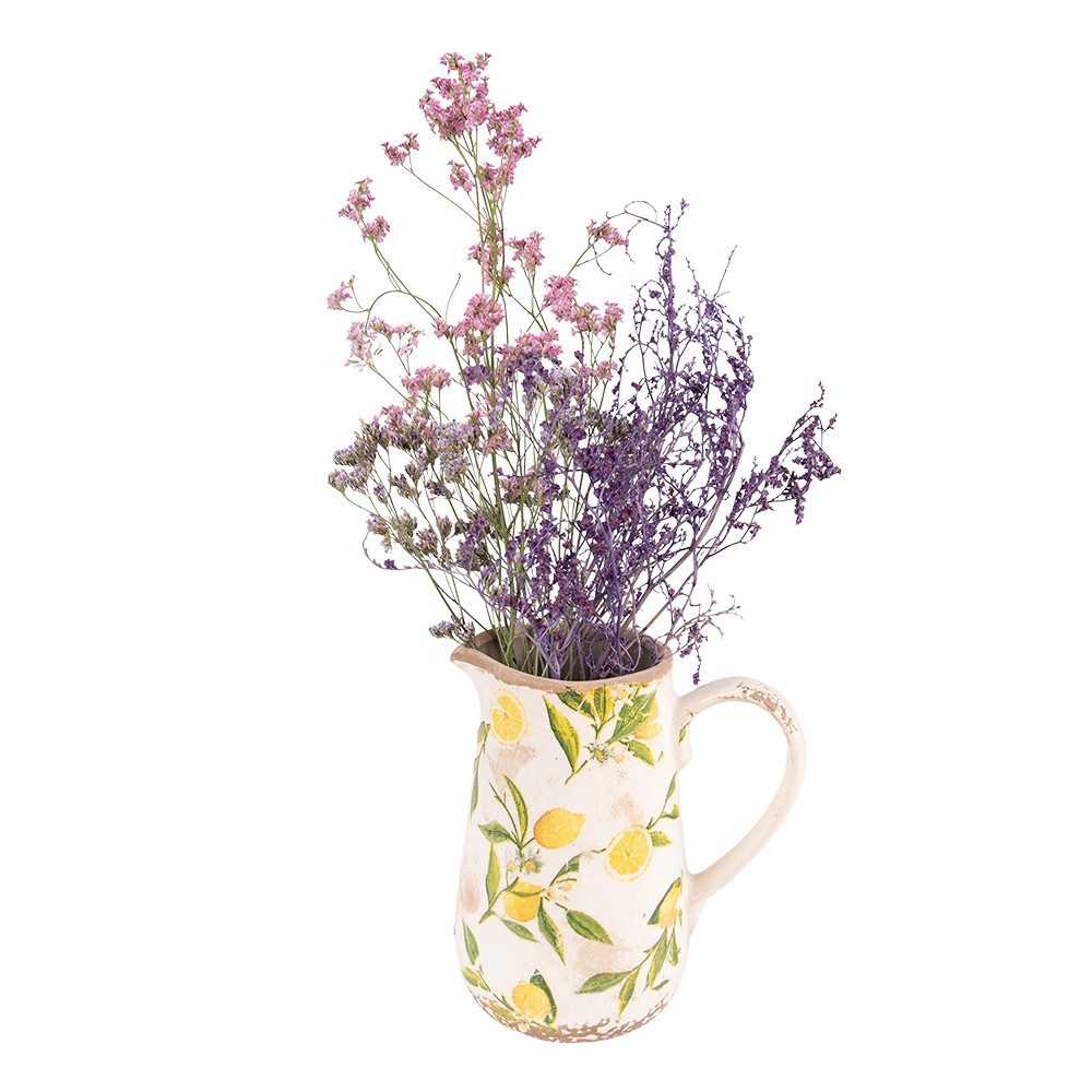 Clayre & Eef Wasserkrug Clayre & Eef Dekorativer Keramik-Krug mit Zitronenmotiv – 16x11x18 cm
