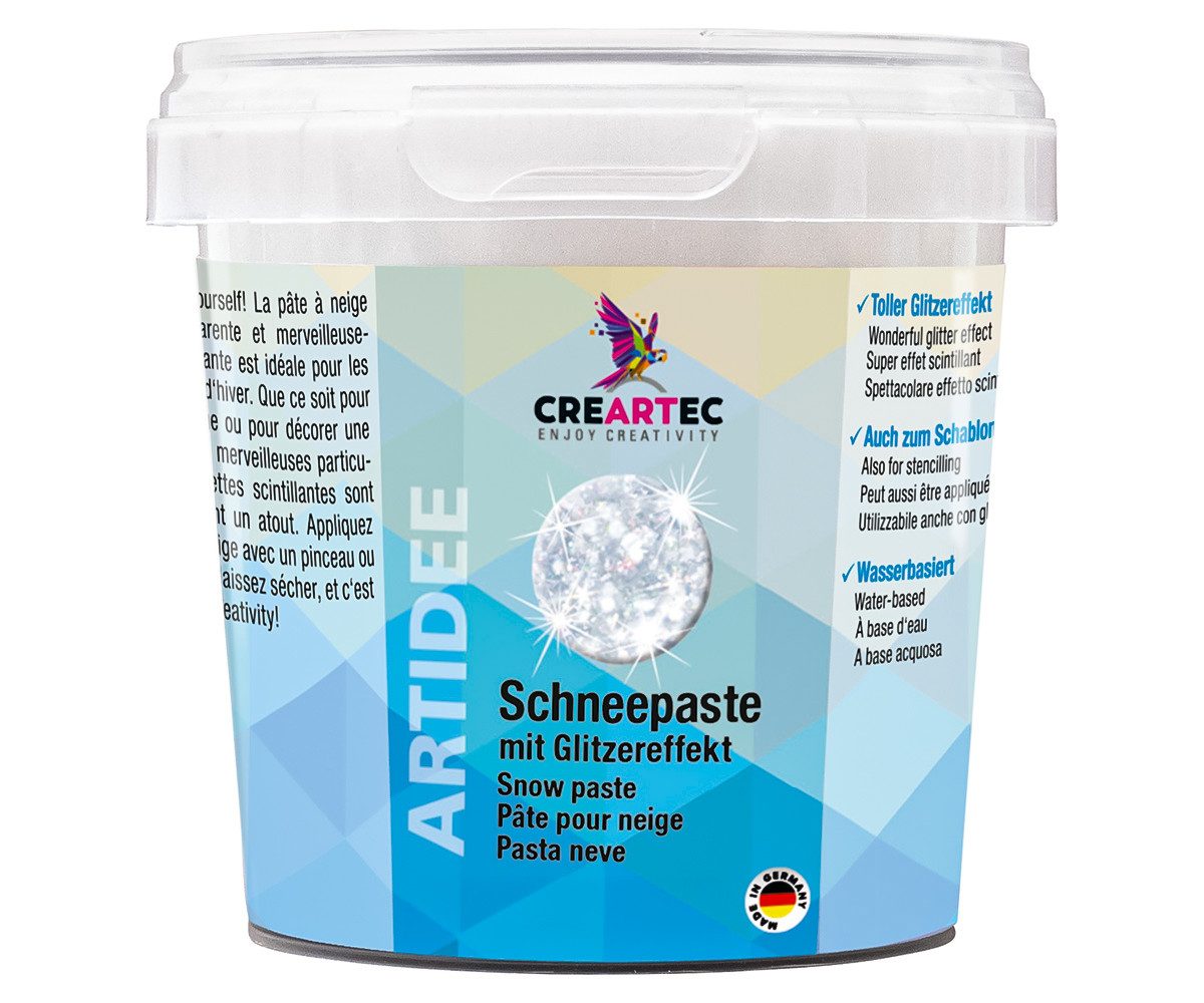 CREARTEC Streudeko Schneepaste mit Glitzereffekt - 350g, zum Erschaffen bezaubernder Winterwelten - Made in Germany