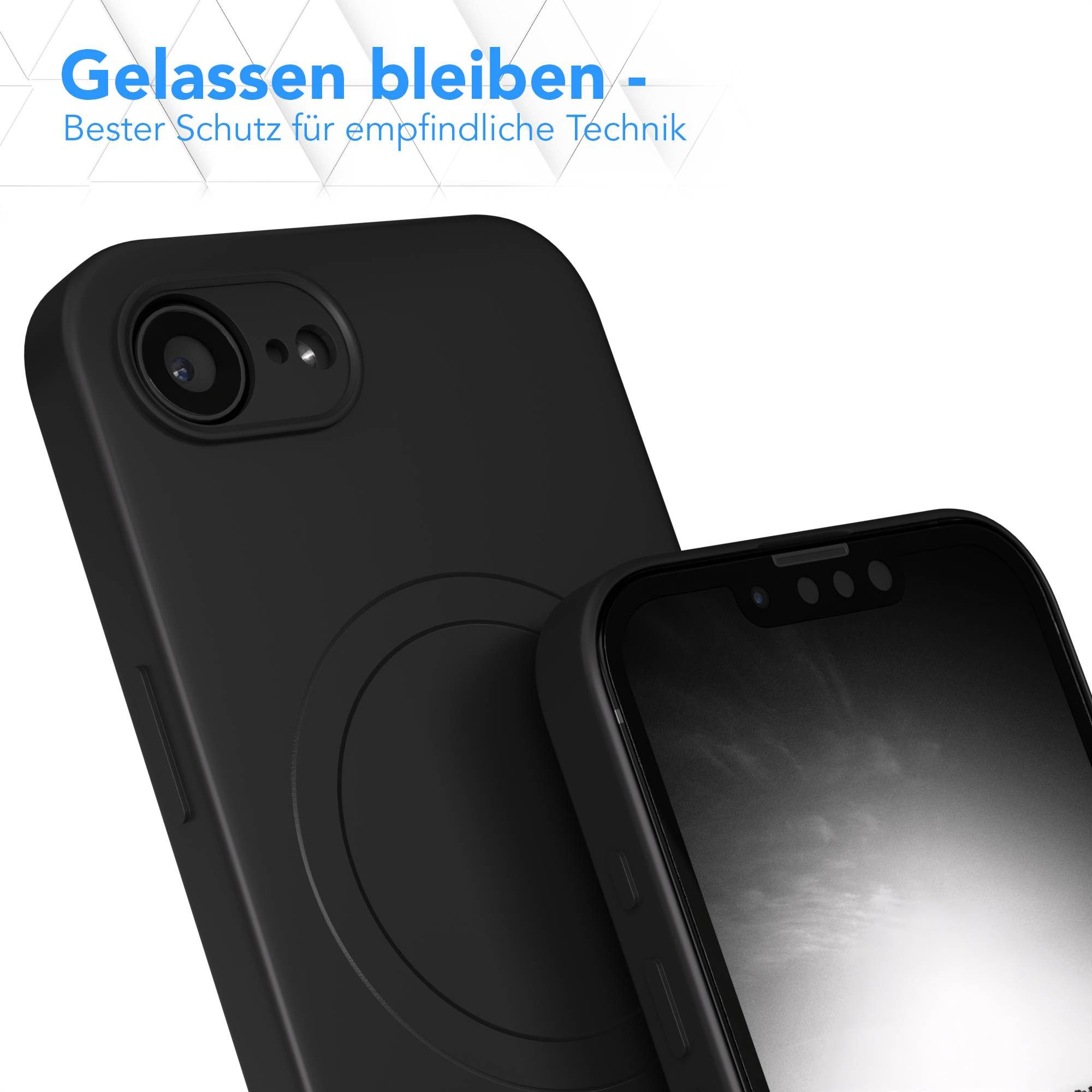 EAZY CASE Handyhülle für Apple iPhone 16e Hülle Silikon 6,1 Zoll, Schutzhülle mit MagSafe kratzfest Back Cover Kameraschutz Schwarz – Bild 4 von 5