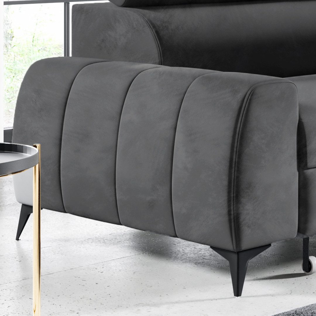 inter Ecksofa LIMA Samt Anthrazit Bettkasten Kopfteilverstellung, mit Relaxfunktion