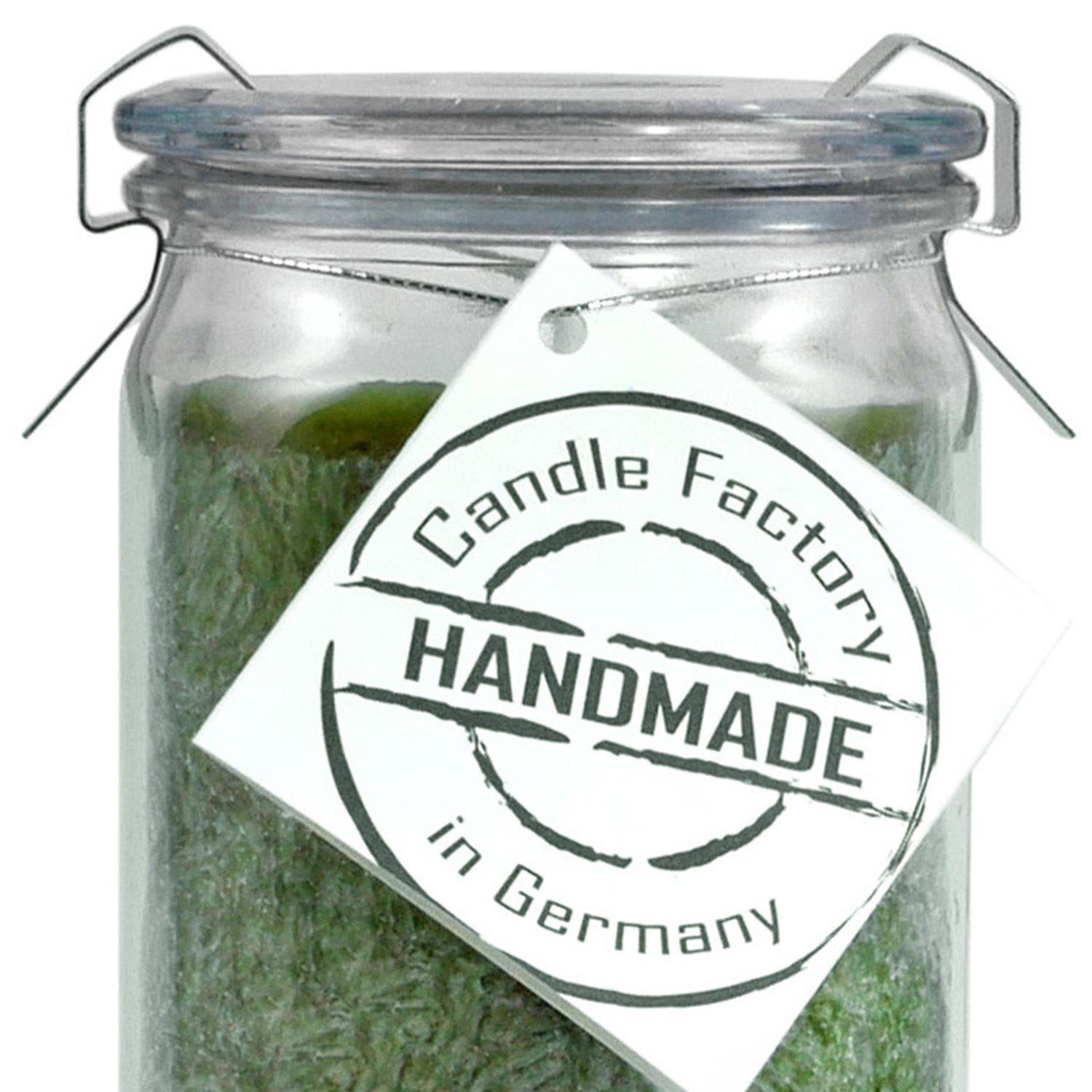 Landshop24 Duftkerze Candle-Factory Duftkerze aus Stearin im Weckglas Big Jumbo (Duft "Winterwald), brennt bis zu 100h