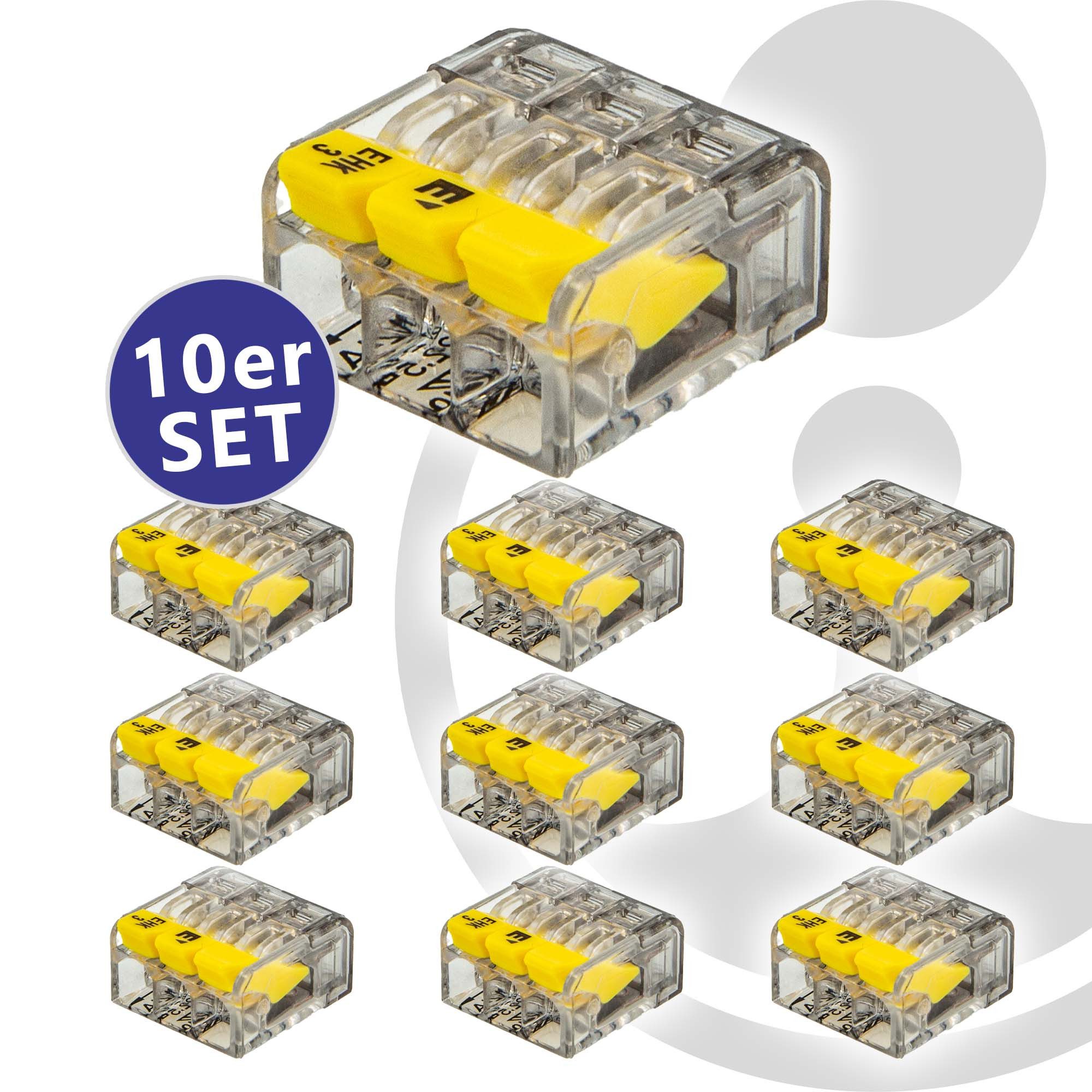 ELTROPA Klemmen Steckklemme (10 Stück)- für 3 flexible & Massivleiter 0,2 bis 2,5 mm²