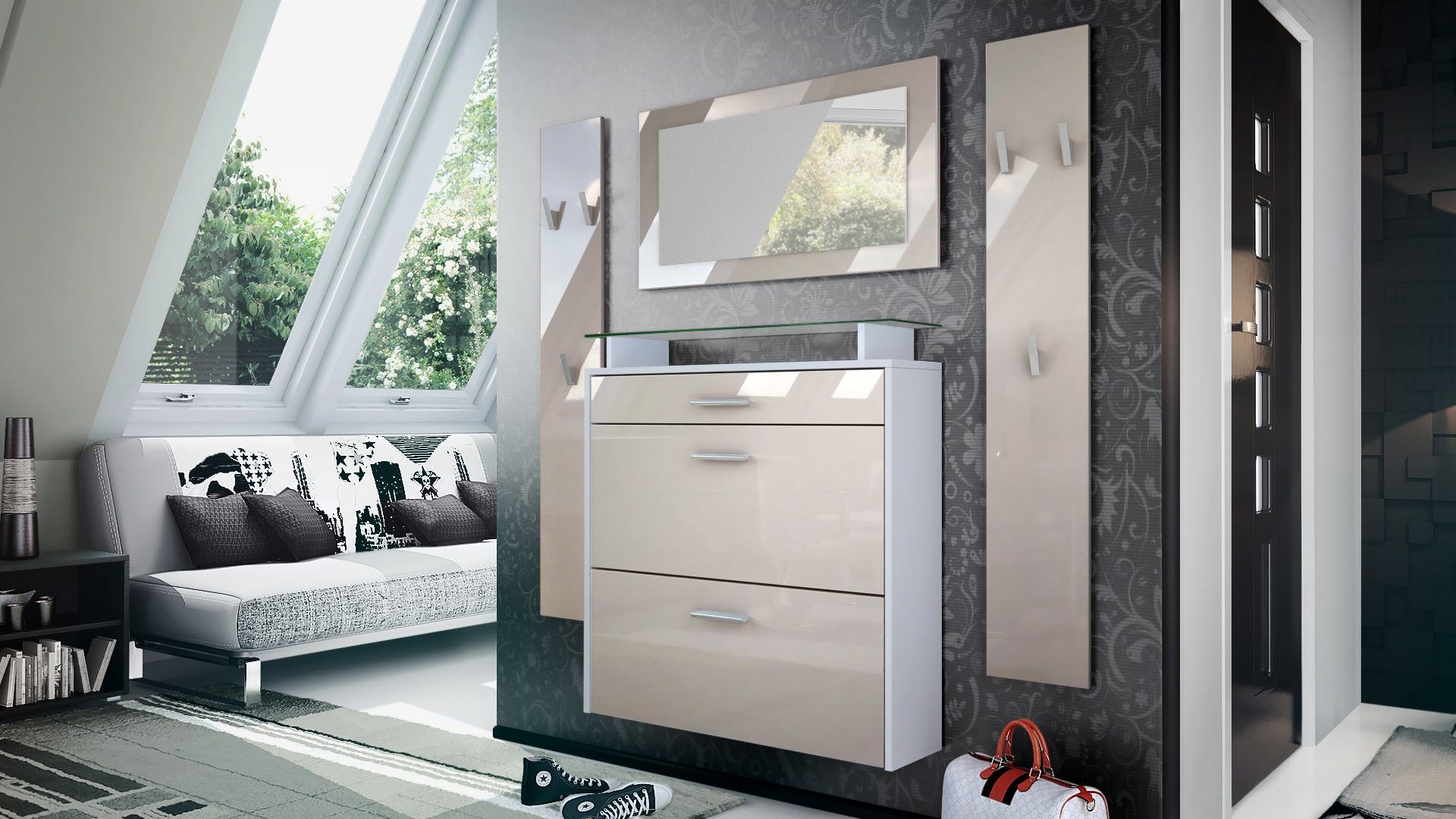 Vladon Garderoben-Set Malea, (Garderobenset bestehend aus 1 Hängeschuhschra günstig online kaufen