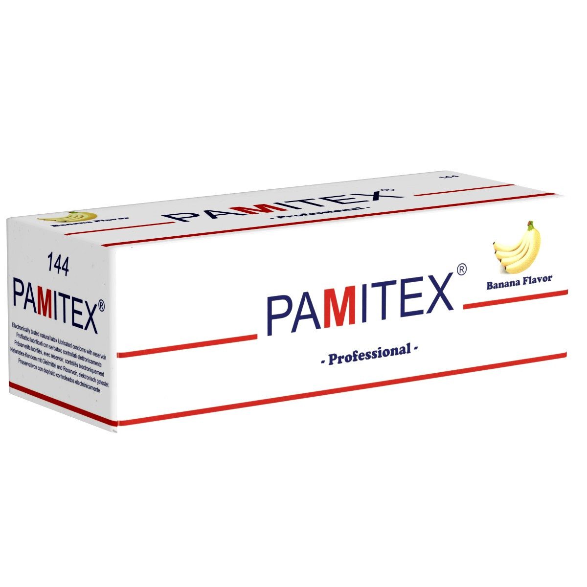 Pamitex Kondome Professional Banana Packung mit, 144 St., lange Kondome mit Bananenaroma