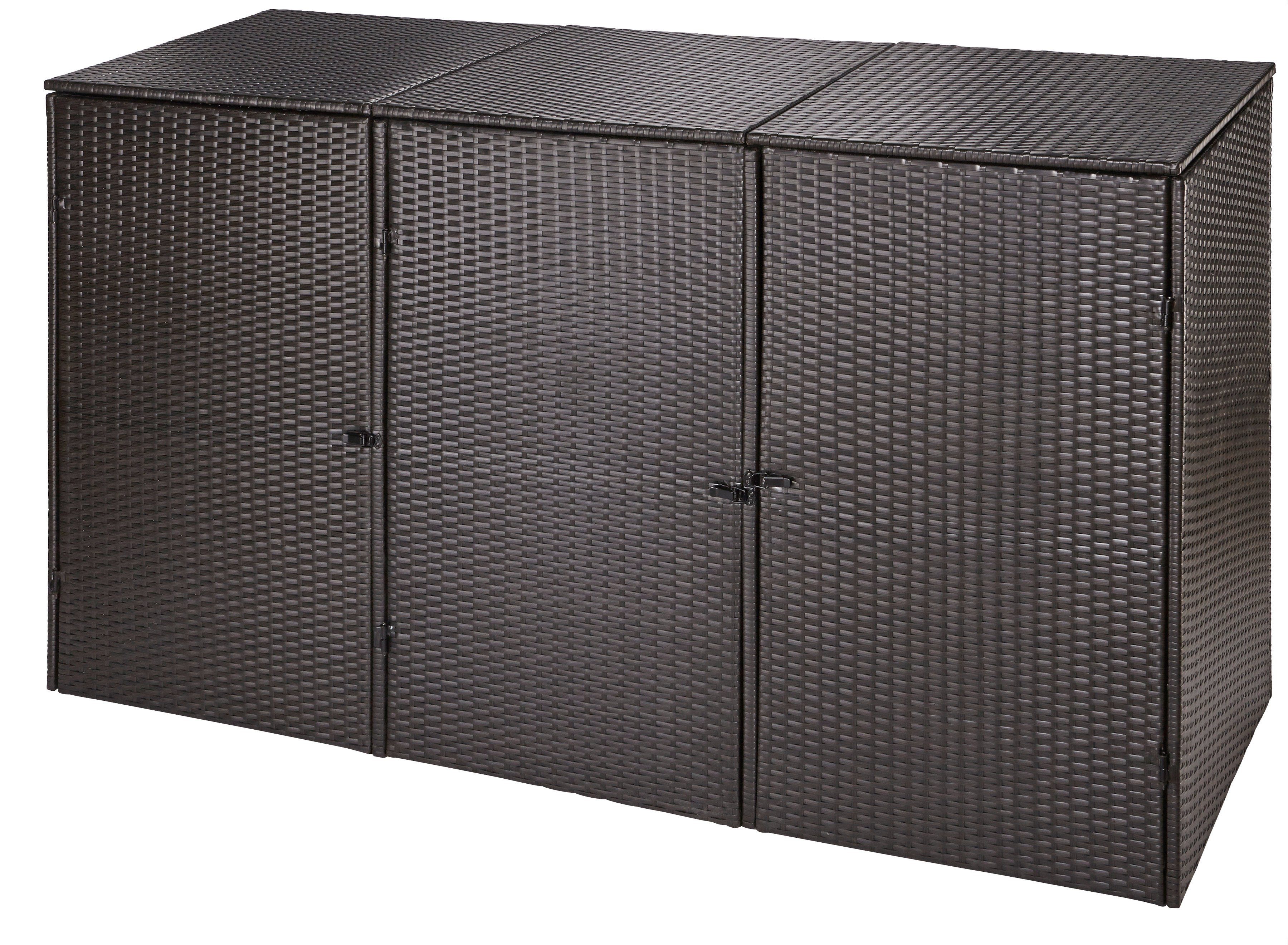 HANSE GARTENLAND Mülltonnenbox, für 3x120 l aus Polyrattan, BxTxH:  189x66x109 cm online kaufen | OTTO