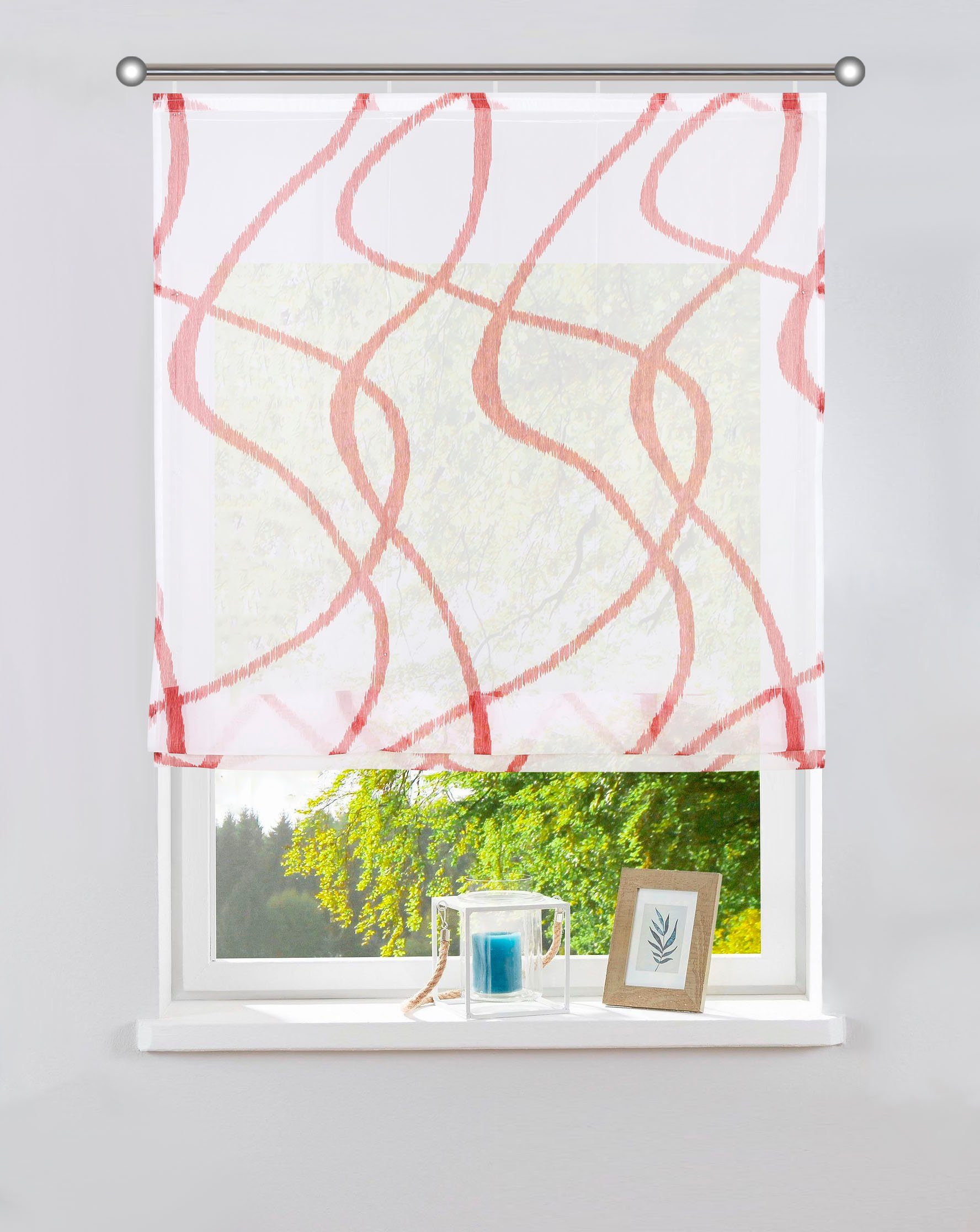 Raffrollo Bene, my home, mit Klettschiene, transparent, glatt, Wellenmuster | Raffrollos