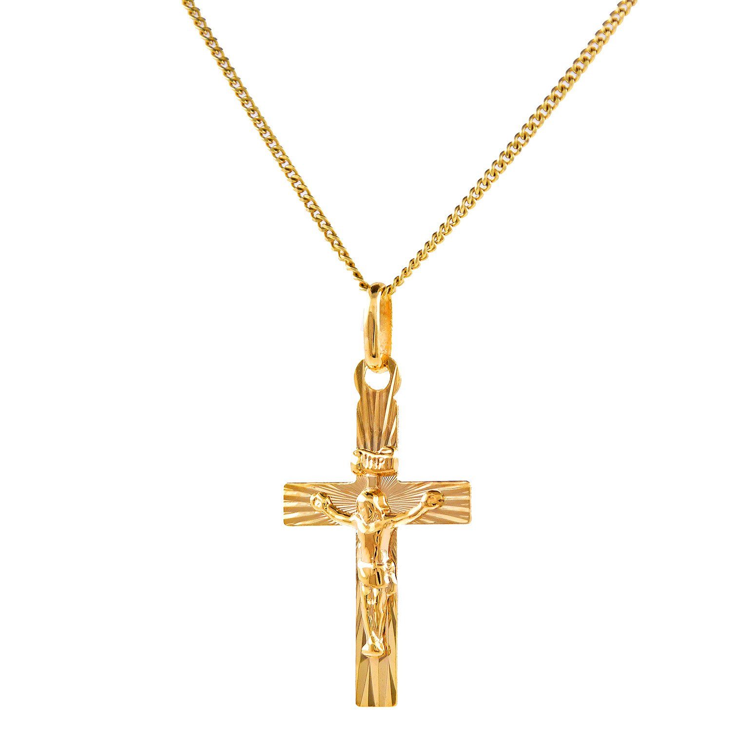 Der Gestylte Tourist Trägt Leibchen Mit Goldkette HOPLO Kette mit Anhänger »Anhänger Kreuz 333 8 kt Gold mit massiver
