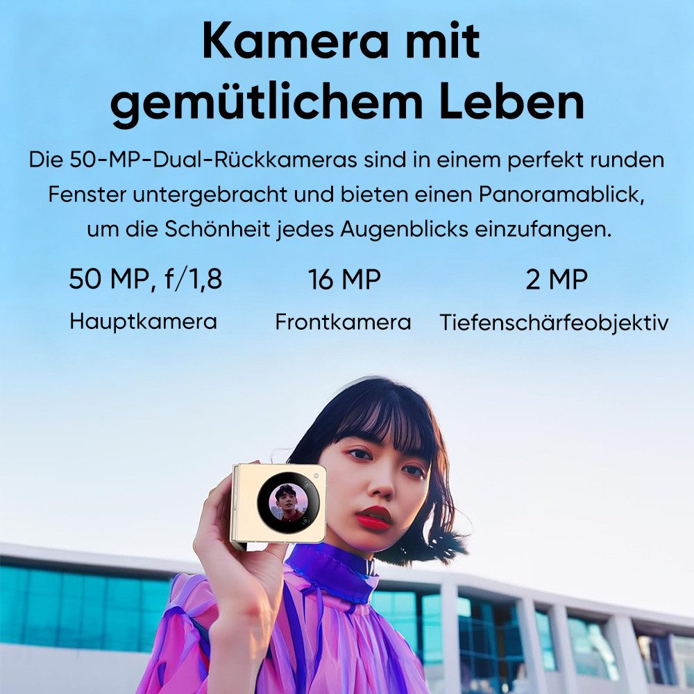 Nubia ZTE nubia flip 5G Handy,12GB + 512GB, faltbares Doppelbildschirm Smartphone (17,5 cm/6.9 Zoll, 256 GB Speicherplatz, 50 MP Kamera)