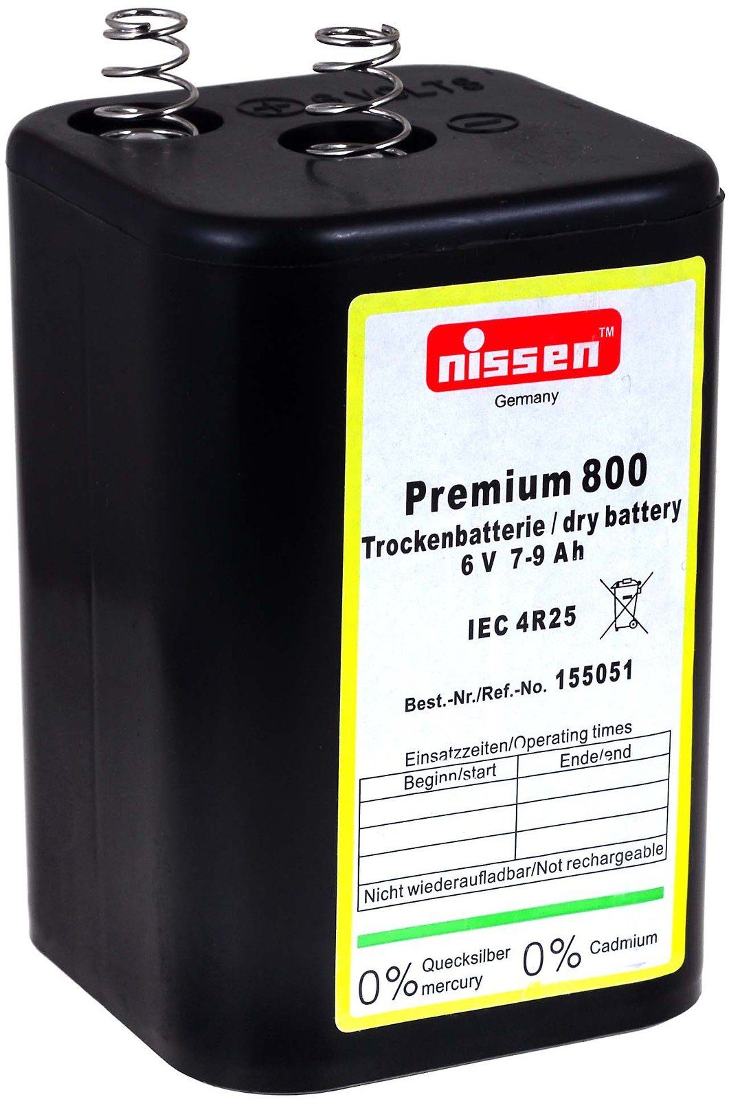Nissen Laternenbatterie OEM 4R25 6V-Blockbatterie Batterie, (6 V)