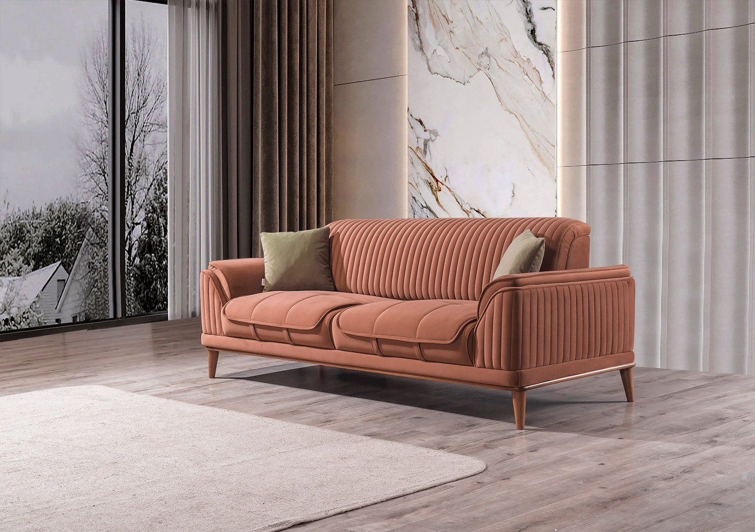 Villa Möbel Sofa Bond Holz, 2-Sitzer 1 Teile, mit Relax-/Bettfunktion durch umklappbare Rückenlehne