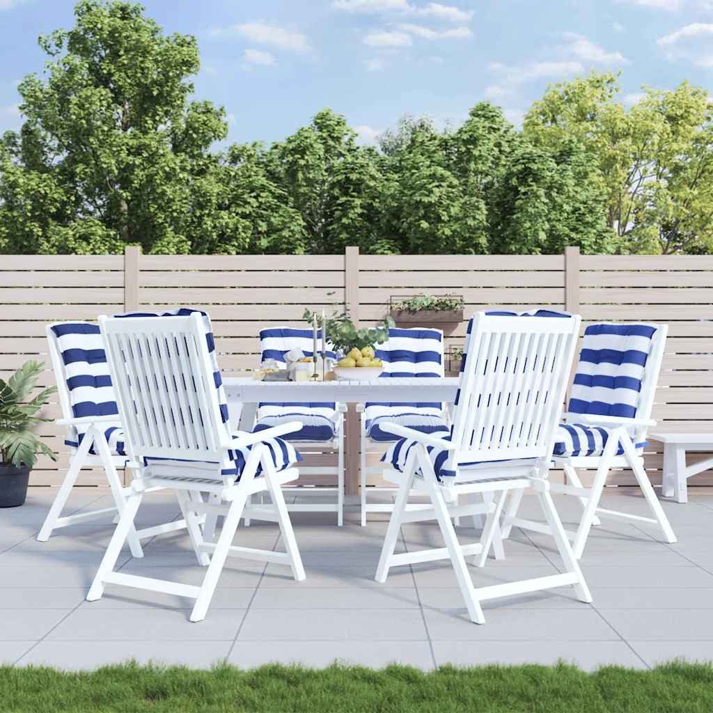 vidaXL Sitzkissen vidaXL Outdoor-Kissen 6 stk. Stoff Blau-weiß gestreift 100 x 50 x 7 cm