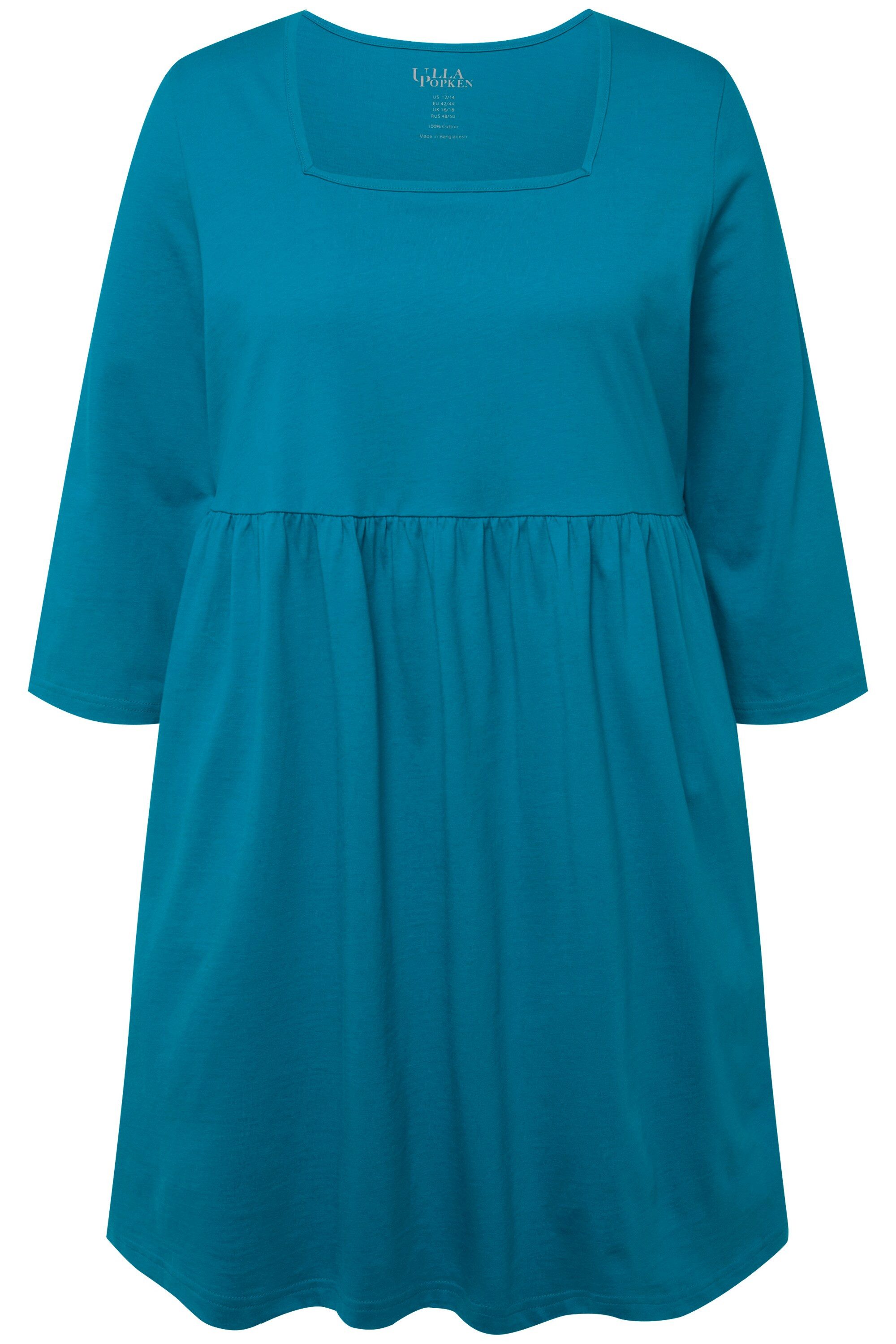 Ulla Popken Longshirt Longshirt A-Linie Carree-Ausschnitt günstig online kaufen