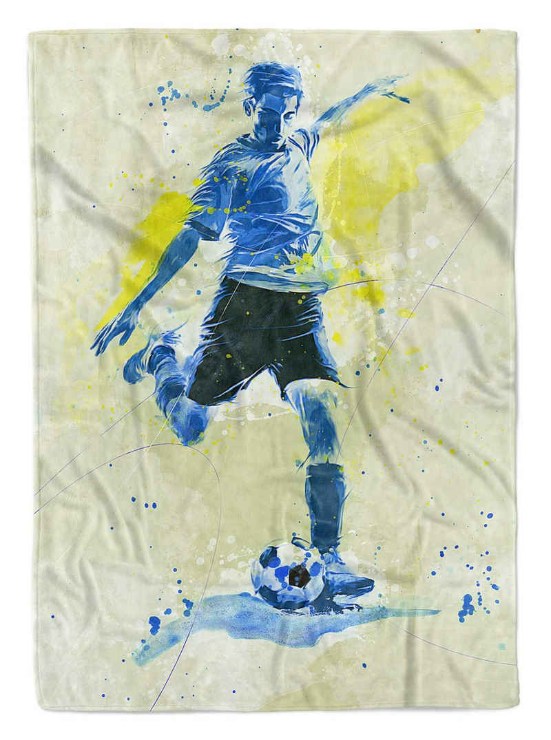 Sinus Art Handtücher SplashArt Sport Handtuch Strandhandtuch Saunatuch Kuscheldecke Kunstvoll Fußball Sporthan, Baumwolle-Polyester-Mix (1-St), Handtuch