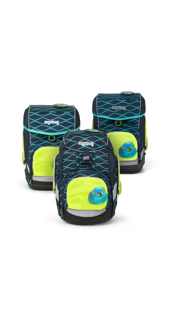 ergobag Schulranzen Fluo Zip Set (3-tlg), reflektierend