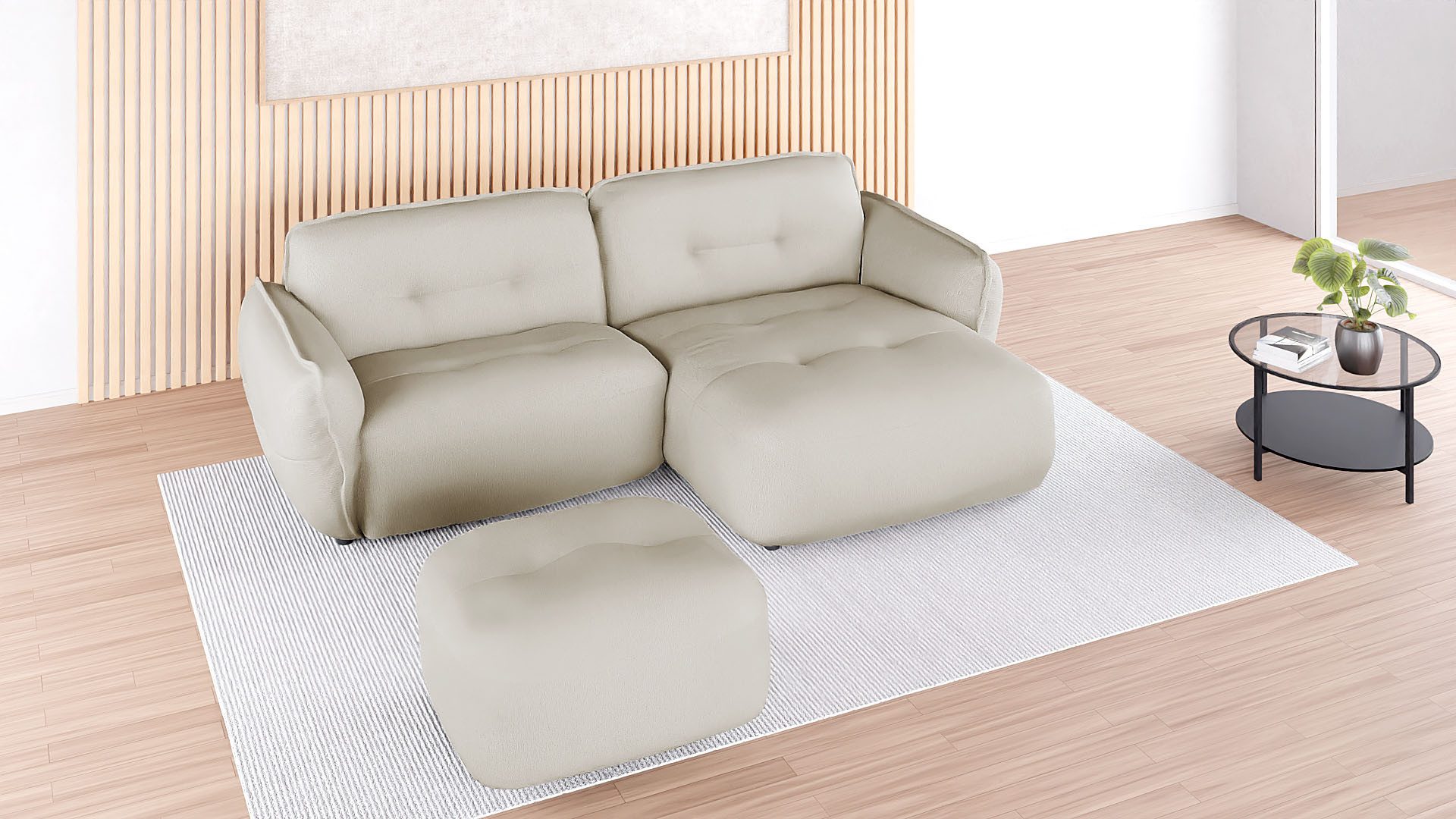 BETYPE Polsterhocker Be Fluffy, softer Sitzkomfort, moderner Kedernaht, hochwertiger Bezugsstoff