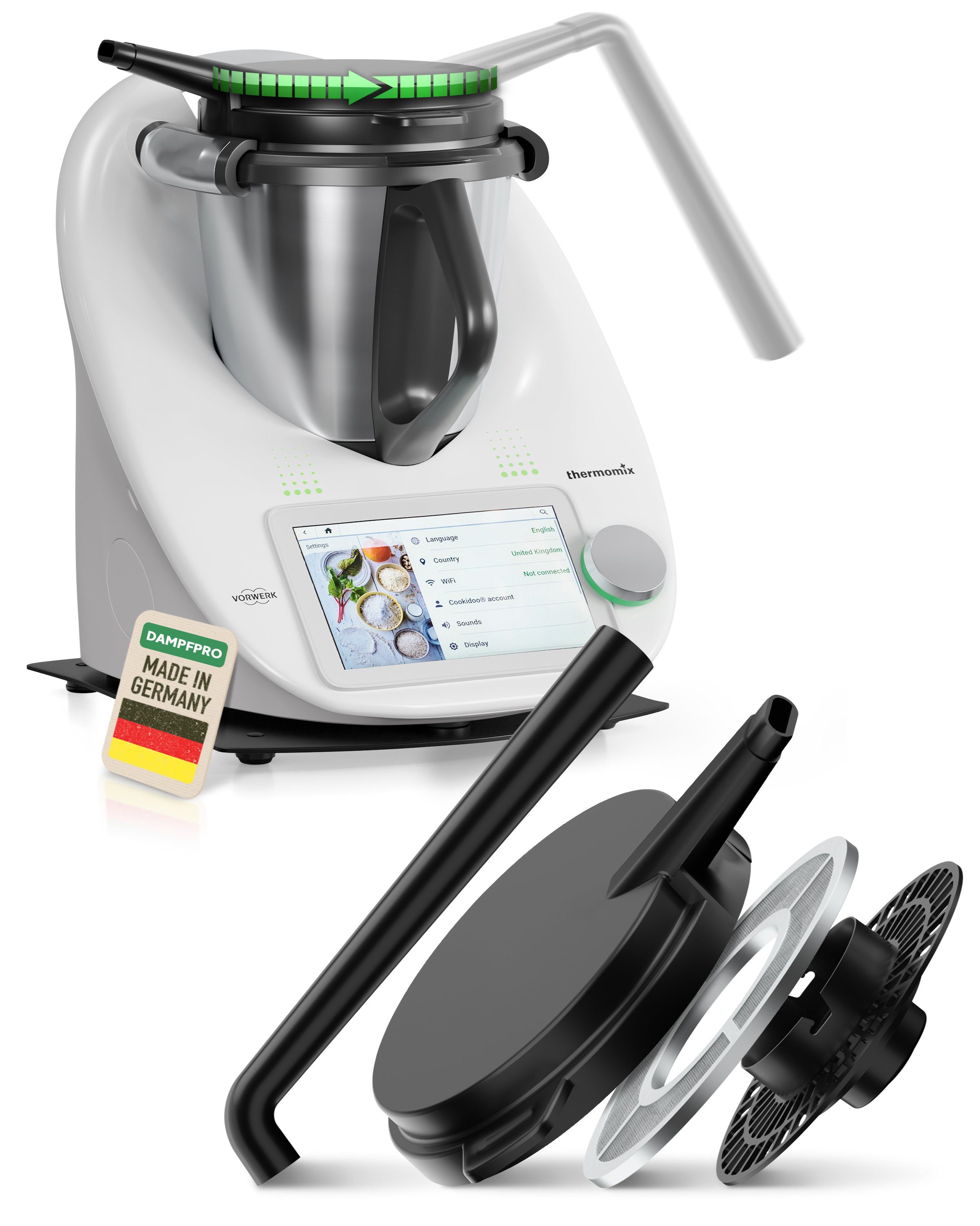 Leckerhelfer - automatisch Lecker Küchenmaschinen Zubehör-Set DampfPRO - Dampfableiter passend für den Thermomix TM5 & TM6, Zubehör für Thermomix TM5 und Thermomix TM6, BPA-Free