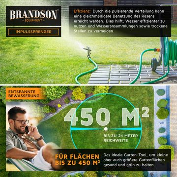 Brandson Kreisregner Intervall-Sprinkler, Rasensprenger mit Pulsation, 360° Impulsregner, für Flächen bis 450 m², (1-St), Rasensprinkler, 12m Reichweite, Gardena kompatibel