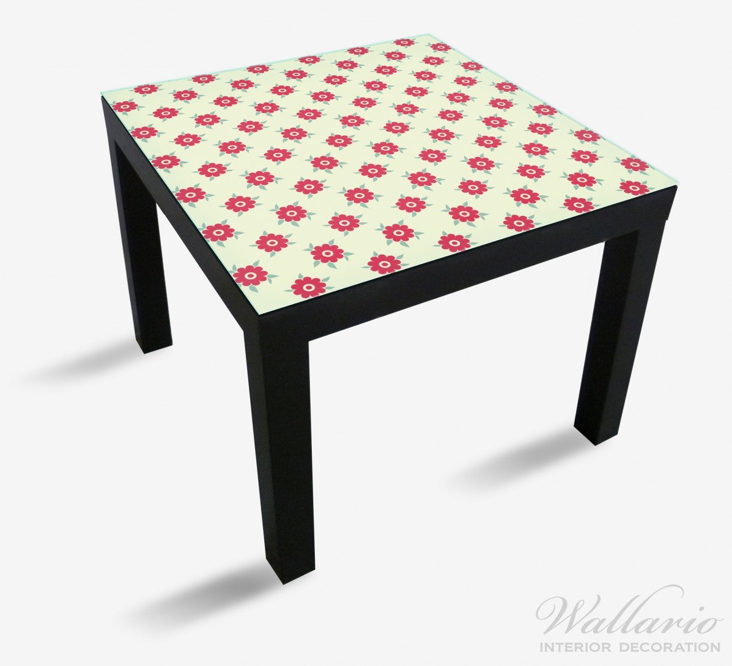 Blüten Tischplatte mit geeignet (1 Tisch Muster Wallario Lack für Blättern St), Ikea und