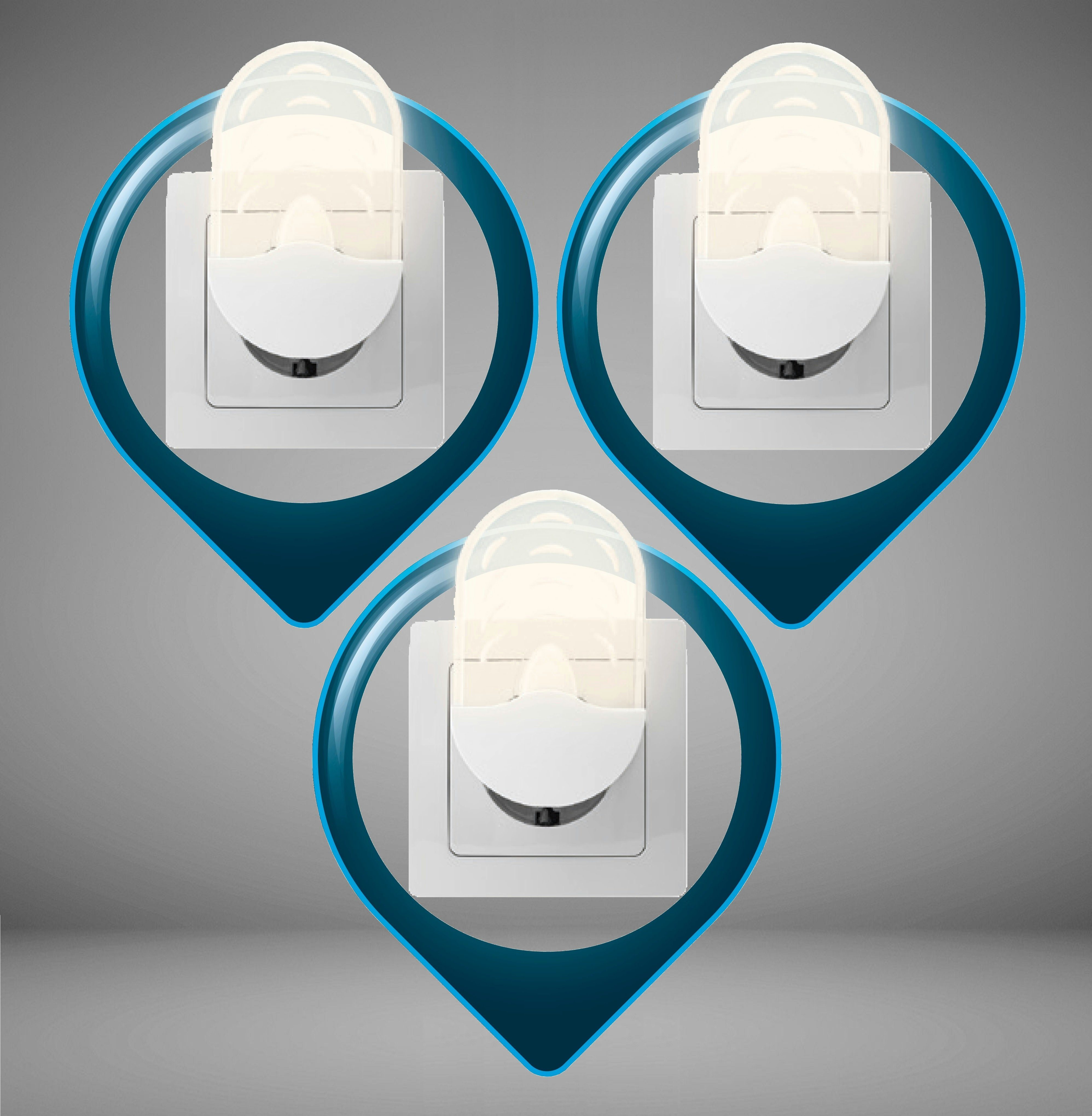 TRANGO LED Nachtlicht, Helligkeitssensor, 3er Pack 11-36O LED Steckerlicht günstig online kaufen