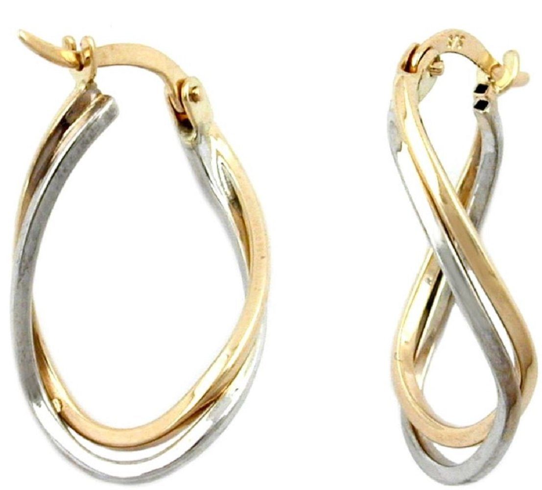 unbespielt Paar Creolen Ohrringe Bicolor-Effekt 375 Gold 22 x 15 mm inkl. S günstig online kaufen
