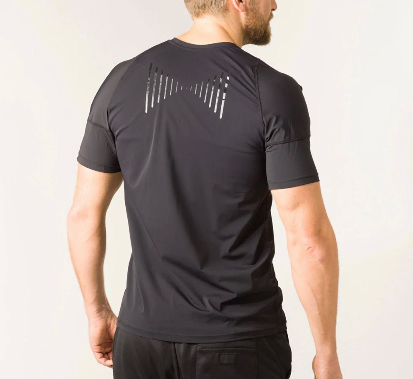 Swedish Posture Trainingsshirt REMINDER POSTURE T-SHIRT MAN - erinnert Sie an eine aufrechte Haltung unifarben, ealstischer Einsatz zur Haltungskorrektur, funktioniert ohne Kompression schwarz