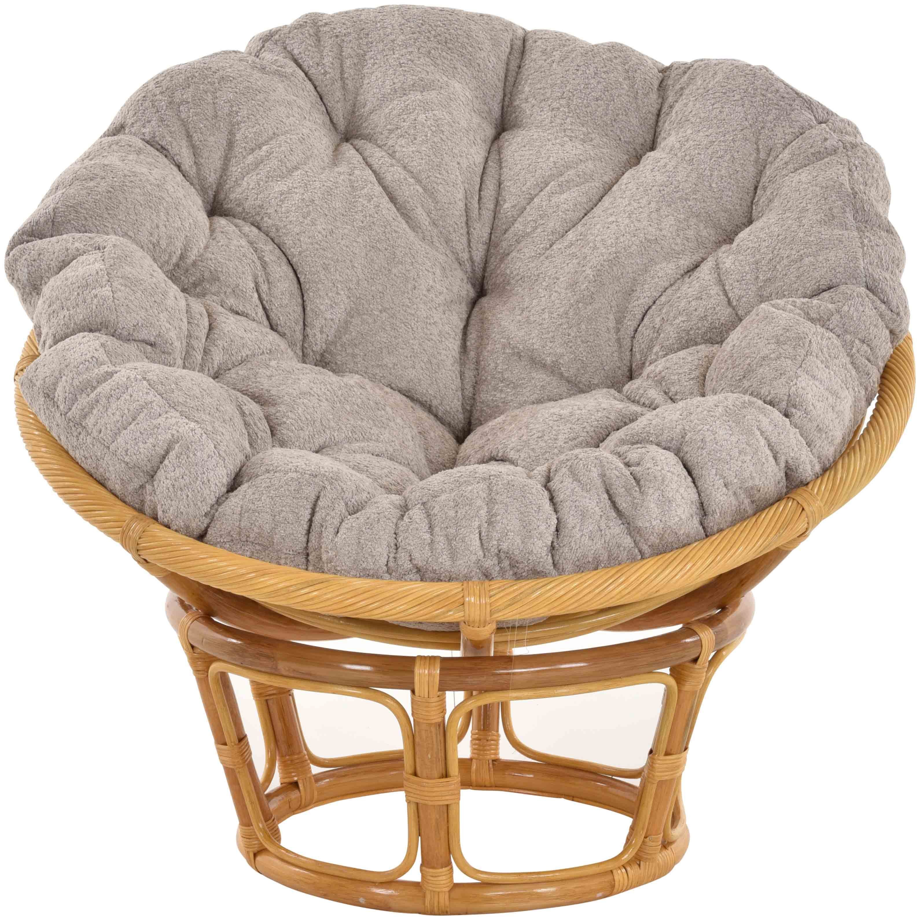 Krines Home XXL-Sessel Rattan Papasansessel XXL mit Kissen Relax Natur Liegesessel (100cm), Papasan, Chair