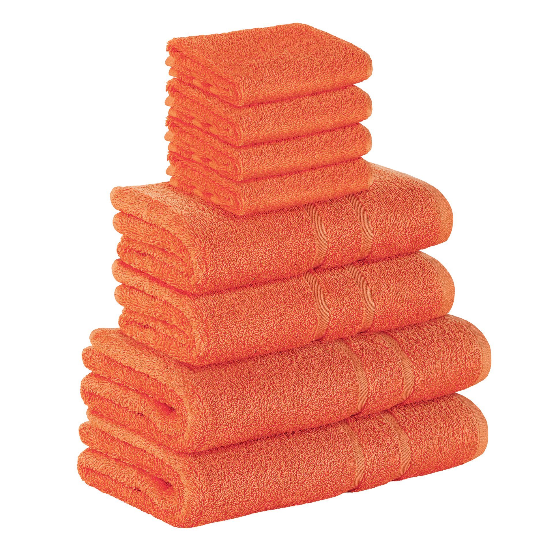 StickandShine Handtuch Set 4x Gästehandtuch 2x Handtücher 2x Duschtücher als SET in verschiedenen Farben (8 Teilig) 100% Baumwolle 500 GSM Frottee 8er Handtuch Pack, (Spar-set), 100% Baumwolle 500 GSM Orange
