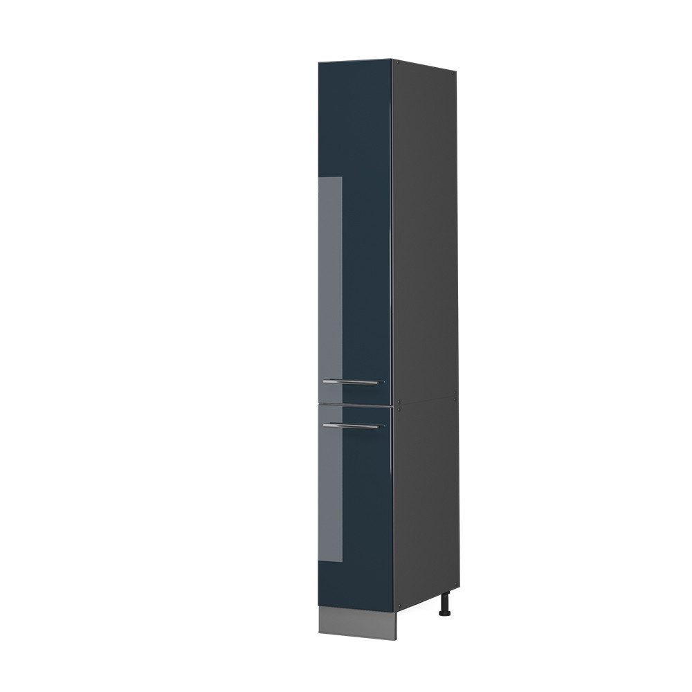 Vicco Hochschrank Fame-Line, Dunkelblau Hochglanz/Goldkraft Eiche, 50 cm ohne Arbeits... (1-St)