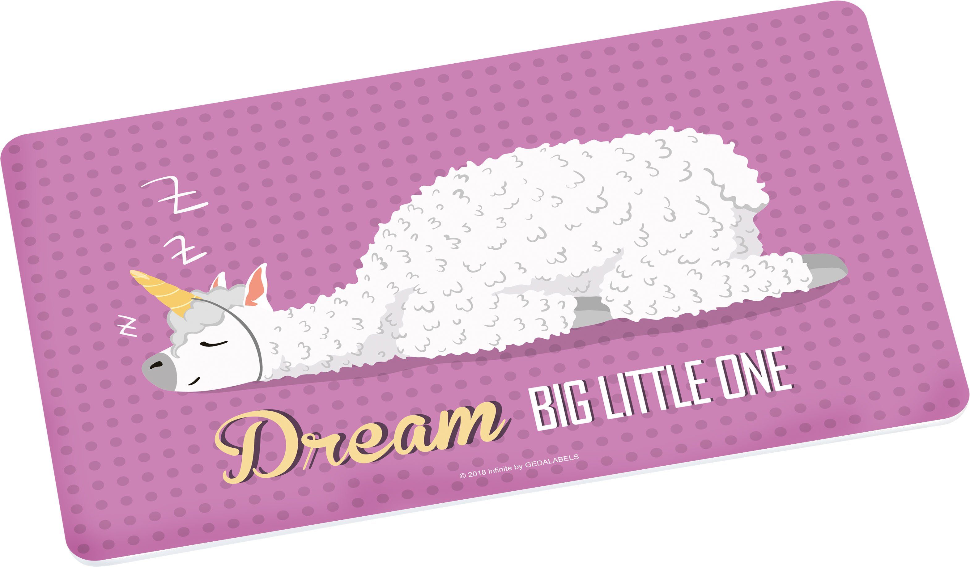 Geda Labels GmbH Frühstücksbrett Lama Dream, Melamin, Rosa, 23,5x14,5x0,3cm, spülmaschinengeeignet