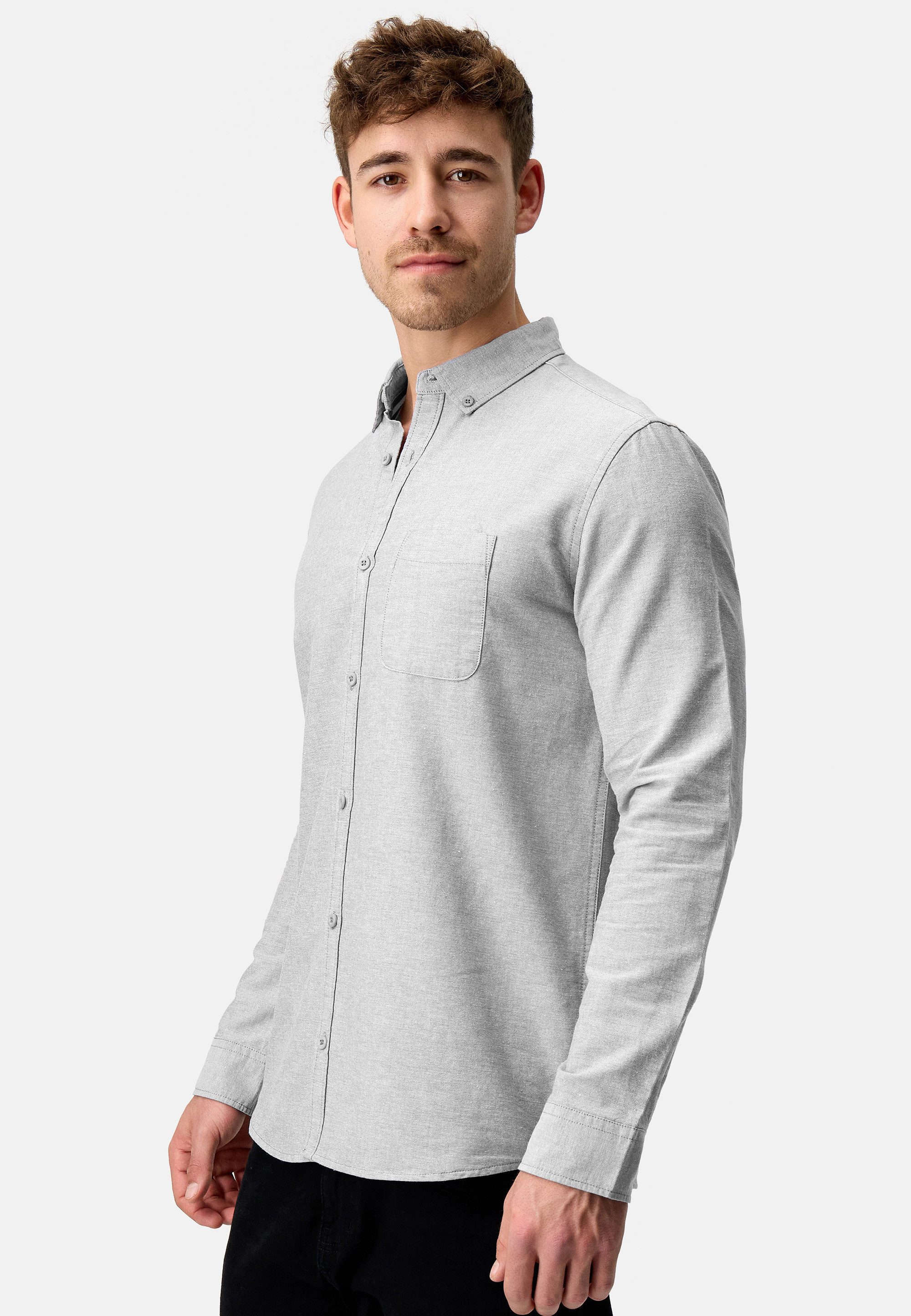 Indicode Langarmhemd Herren Kepner Herrenhemd Langarm mit Button-Down-Kragen und Brusttasche