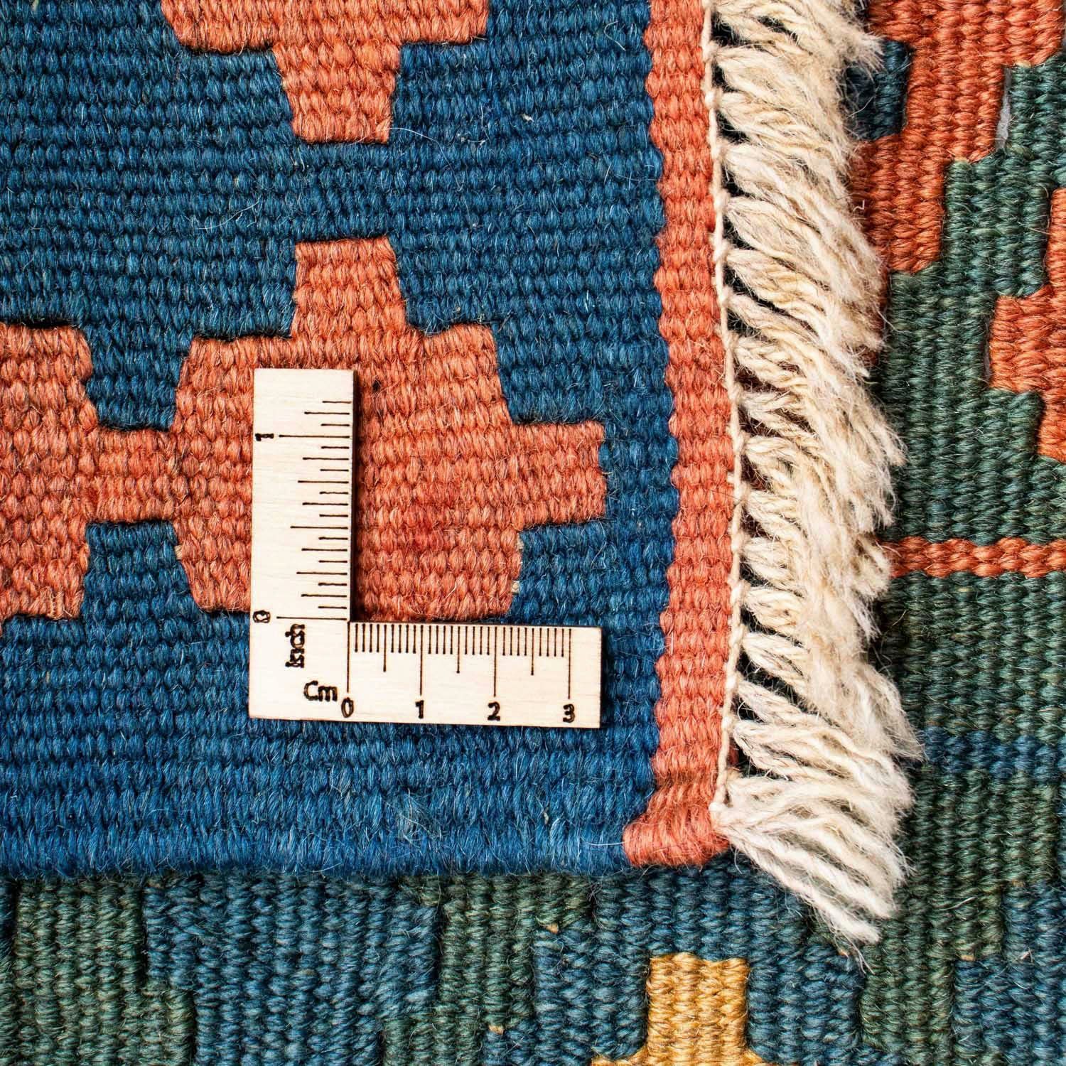 Wollteppich Kelim rechteckig, 198 - Höhe: 121 - mm, cm x blau, 4 Einzelstück - Wohnzimmer, morgenland, Oriental