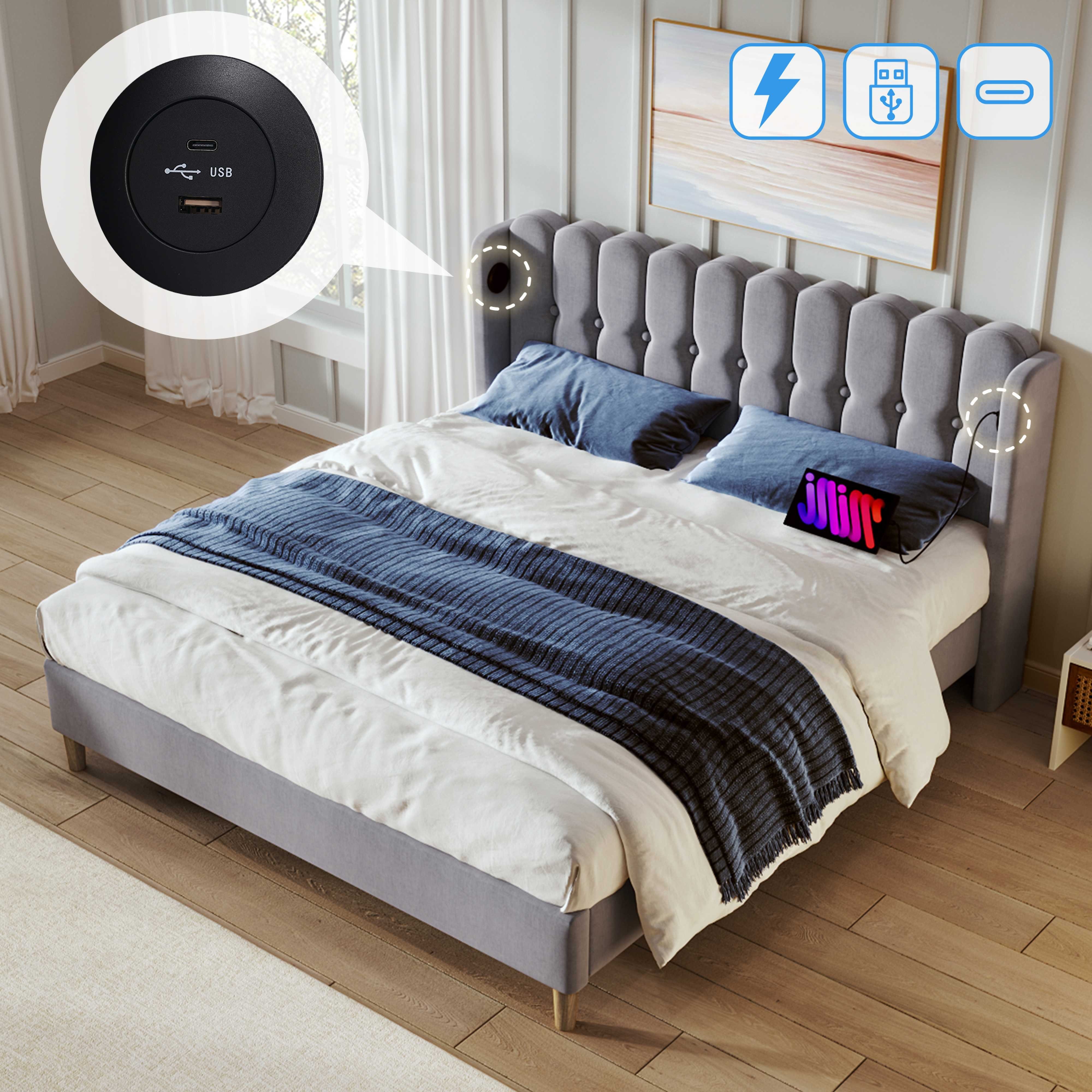 BlingBin Einzelbett Polsterbett Doppelbett (1-tlg), Leinenmaterial günstig online kaufen