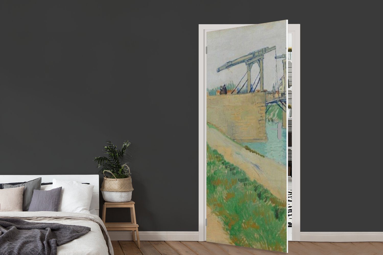 Tür, Vincent MuchoWow - Türaufkleber, bedruckt, (1 75x205 Die Matt, für van Langlois Brücke Gogh, von St), Türtapete cm Fototapete