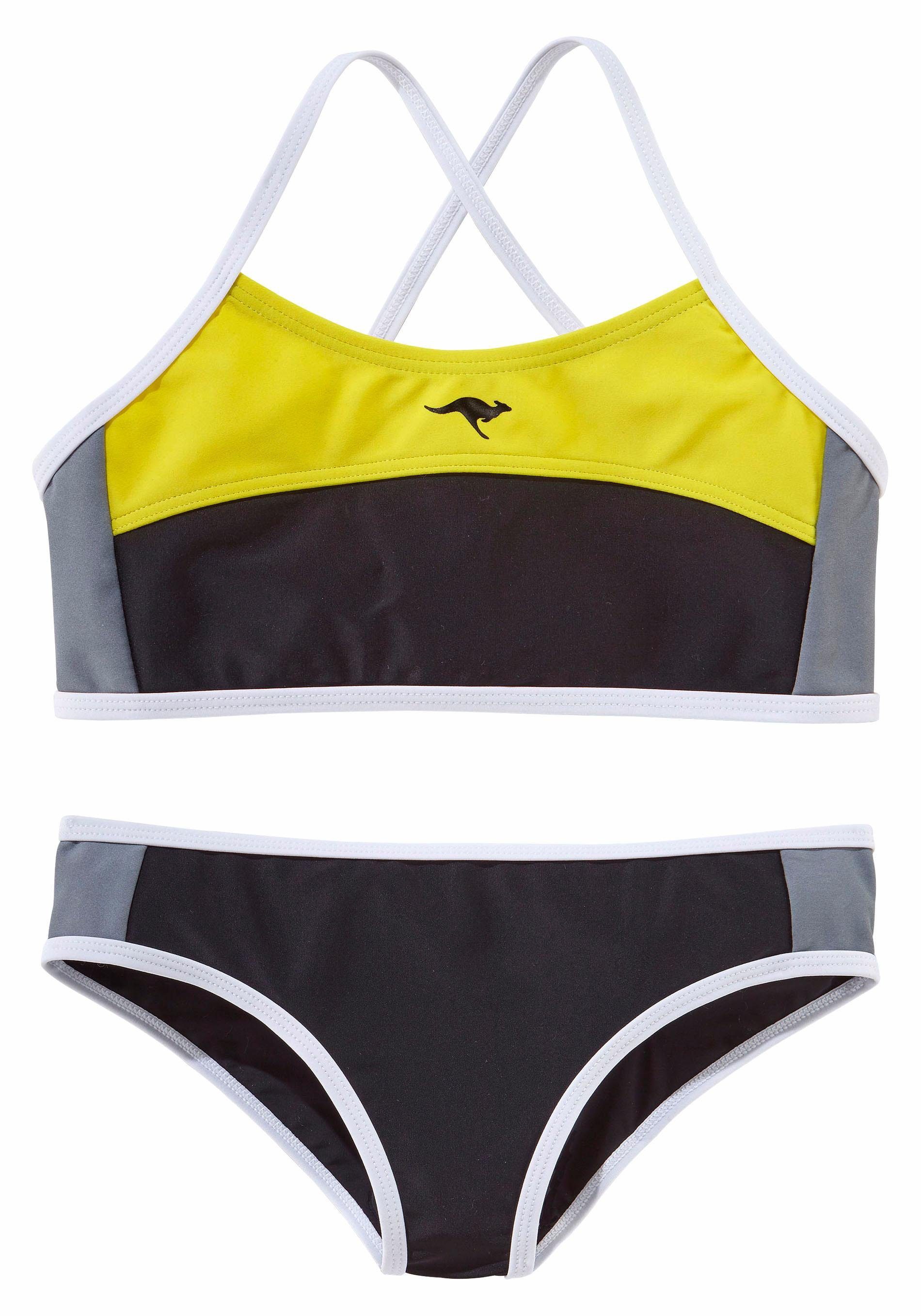 KangaROOS Bustier-Bikini im schwarz-gelb sportlichen Look