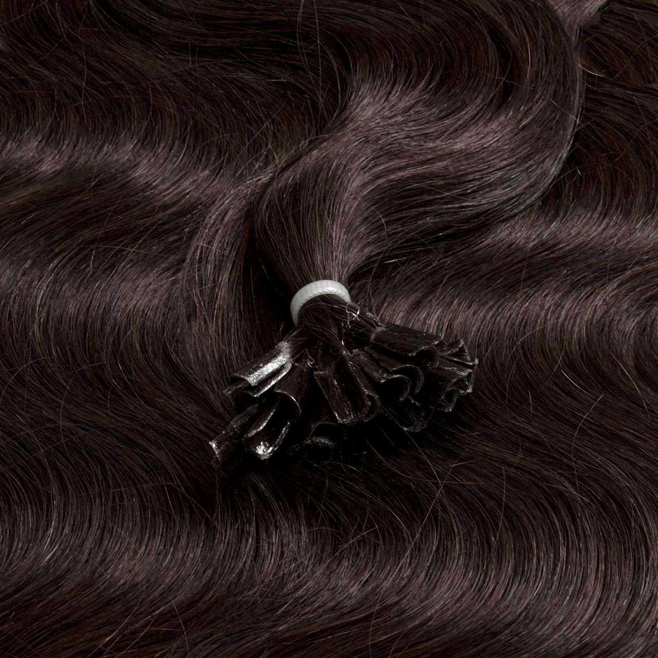 40cm Premium Bondings #5/0 hair2heart gewellt Hellbraun Echthaar-Extension