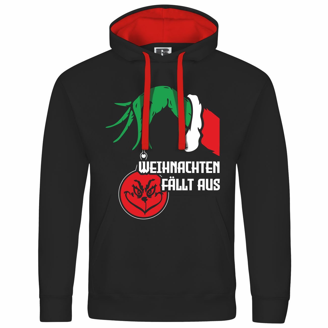 schwarz/rote Kapuze