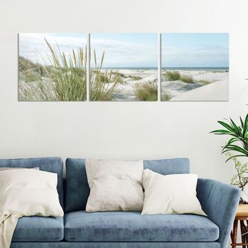 DEQORI Glasbild 'Dünen an Nordseeküste', 'Dünen an Nordseeküste', Glas Wandbild Bild schwebend modern