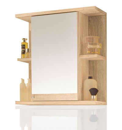 Aileenstore Spiegelschrank Mykonos Breite 66 cm, vier offene Ablagefächer, große Spiegeltür, modern