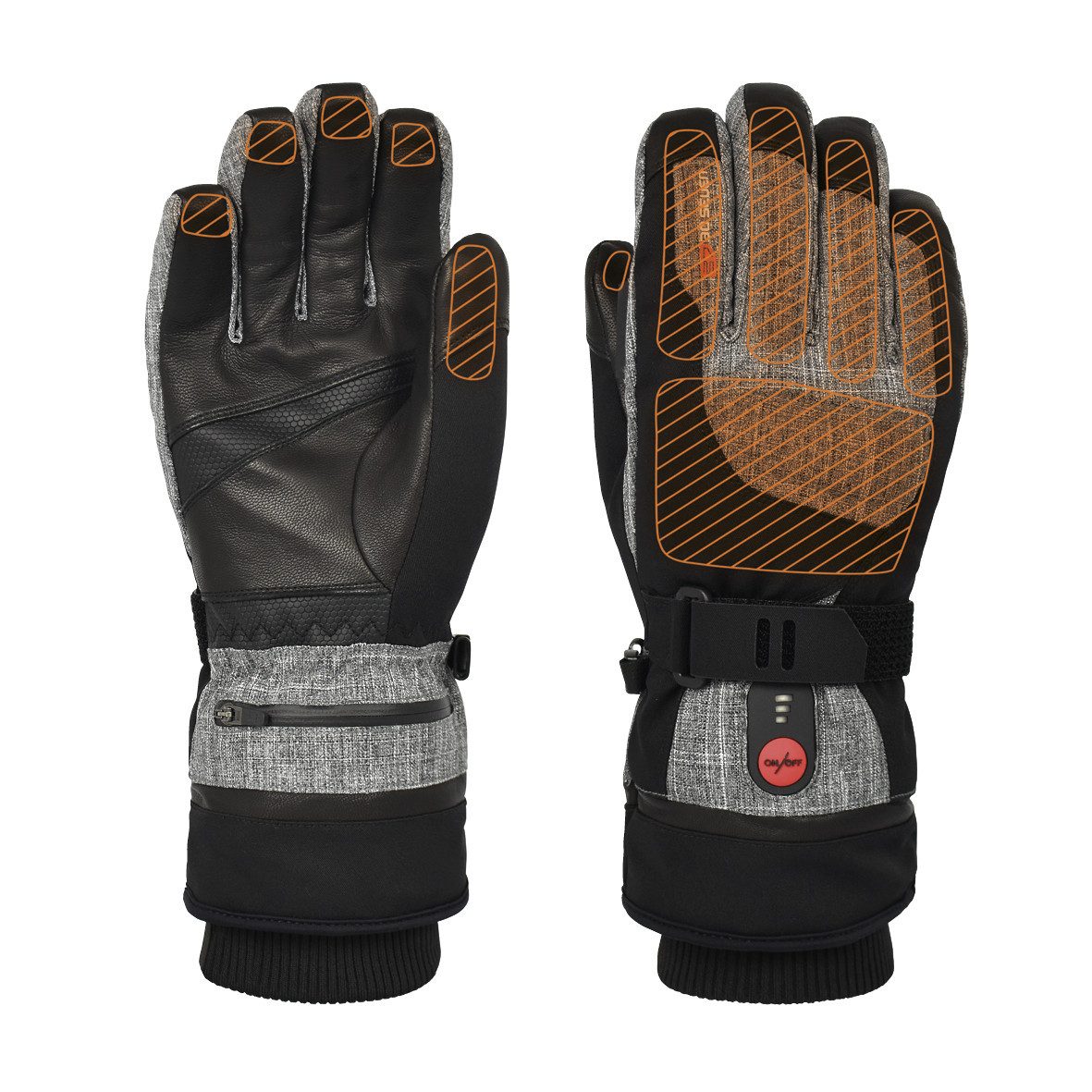 30seven Skihandschuhe beheizte Handschuhe, extra warm - grau 7,4V Set inkl. 2 Akkus & Doppelladegerät