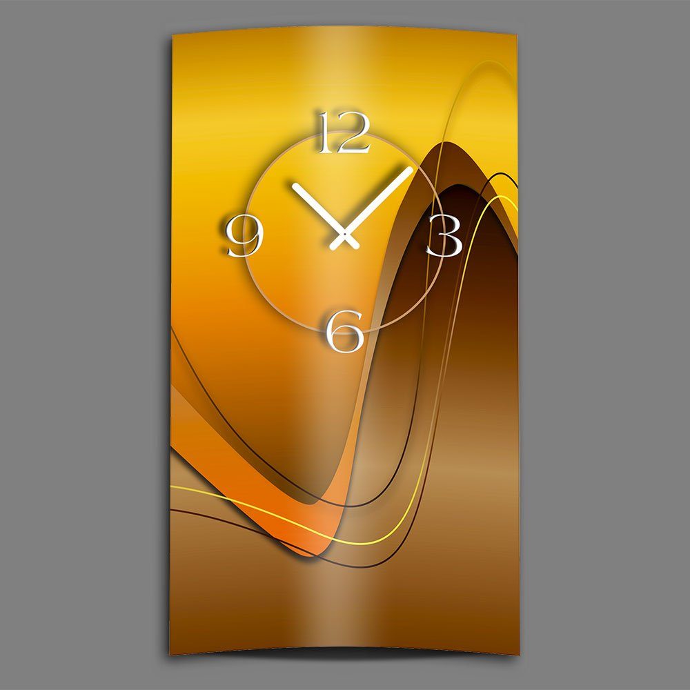 Wanduhr dixtime Wanduhren braun aus Abstrakt (Einzigartige caramel 3D-Optik modernes Wanduhr hochkant Designer 4mm Alu-Dibond)