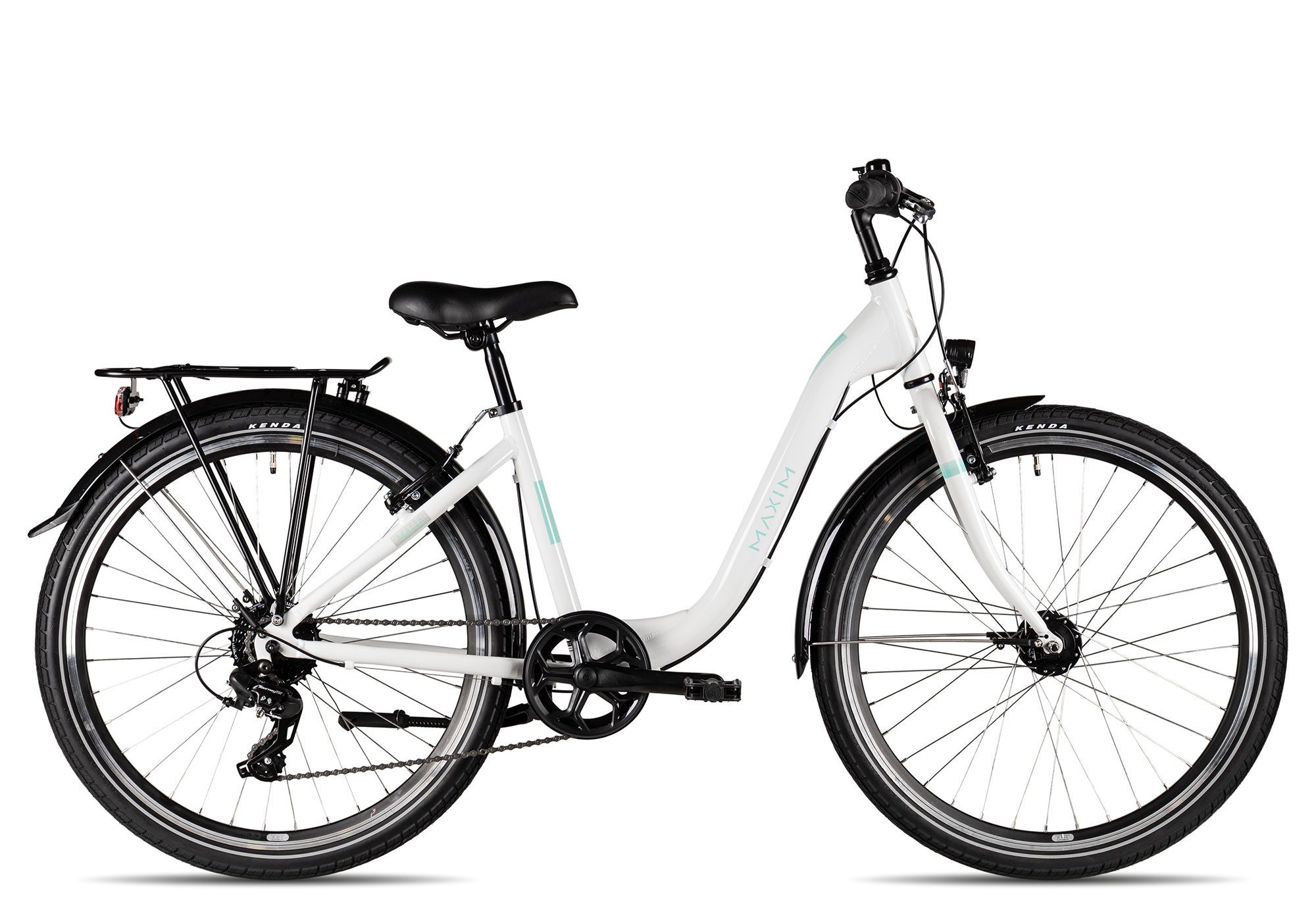 Maxim Kinderfahrrad Malia 26 8 Wave, 8 Gang Shimano Tourney RD-TX800 Schaltwerk, Kettenschaltung, Straßenaussattung weiß