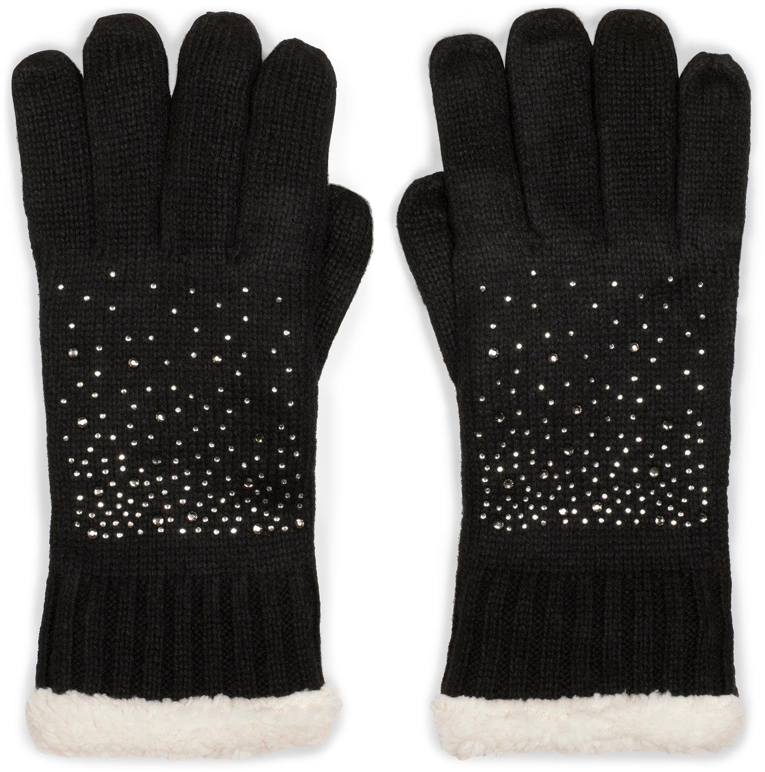styleBREAKER Strickhandschuhe Strickhandschuhe mit Strass und Fleece (1-St) günstig online kaufen
