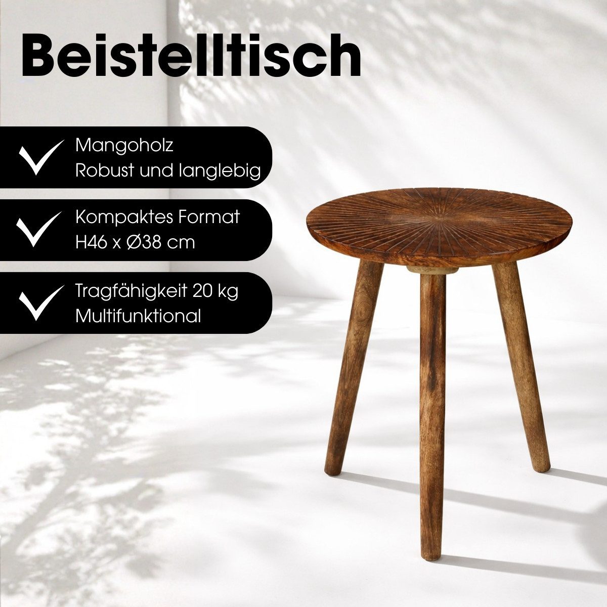 Mica Decorations Beistelltisch Mica Decorations Pomante Beistelltisch – Mangoholz