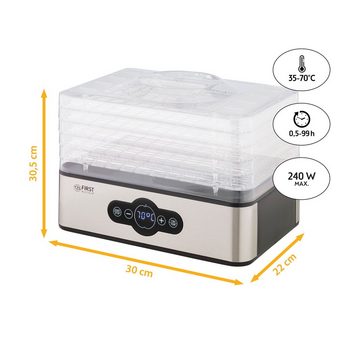 TZS FIRST AUSTRIA Dörrautomat Dörrgerät, digital, Timer und Temperaturregler 35-70°C, 5 Etagen 240 W, Einlageböden BPA frei, Dörrapparat mit Zeitschaltuhr