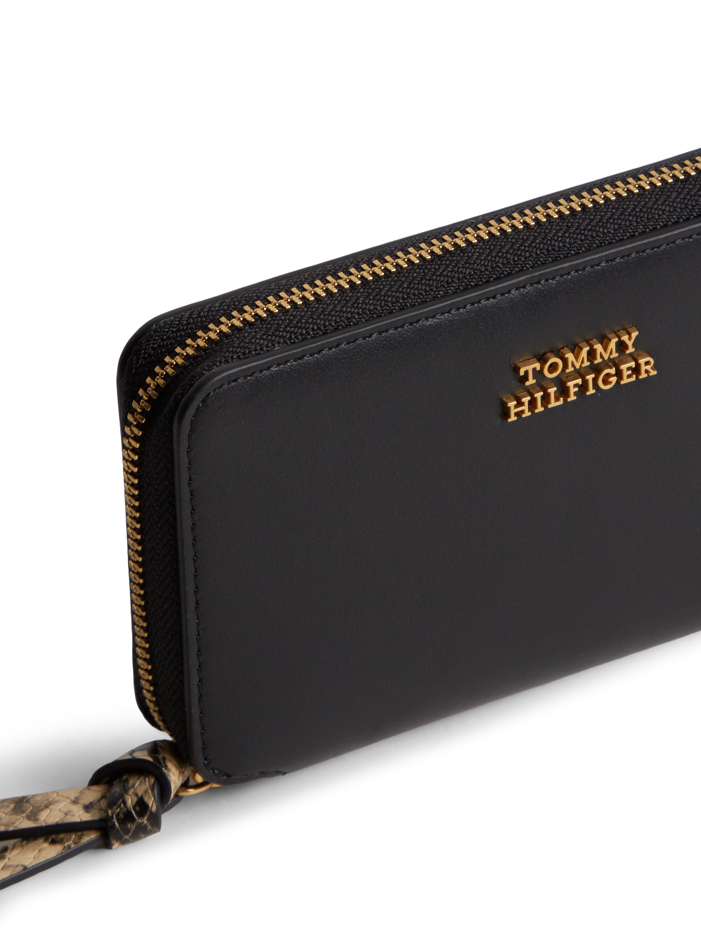 Tommy Hilfiger Geldbörse TH LEATHER MED ZA WALLET, Damen Geldbeutel, Portemonnaie mit goldfarbenem Logoschriftzug – Bild 4 von 4