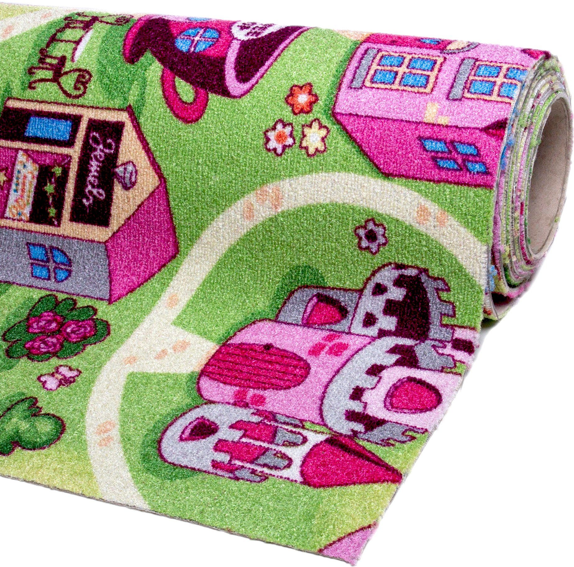Andiamo Teppichboden Sweet Towny, Schlinge, Gesamthöhe 6,5 mm, Made in Belgium, rechteckig, bedruckt, Spielteppich, Breite 400 cm, Motiv Straße, Kinderzimmer